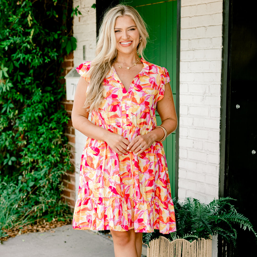 Aloha Bloom Dress, Magenta