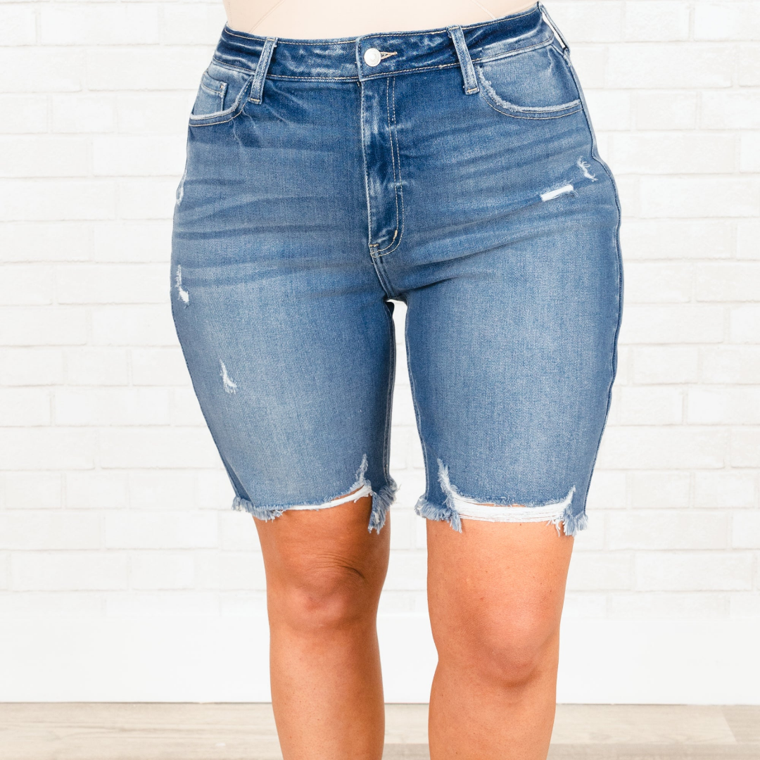 Always Adoring You Shorts, Light Wash