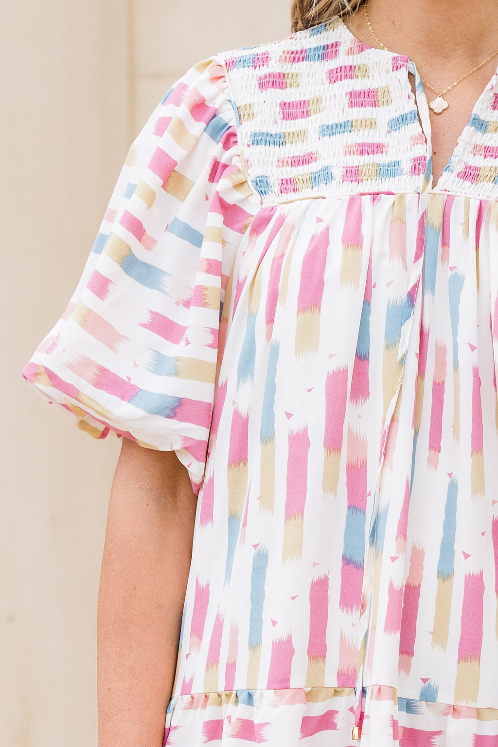 Always On Time Dress, Cream Pink
