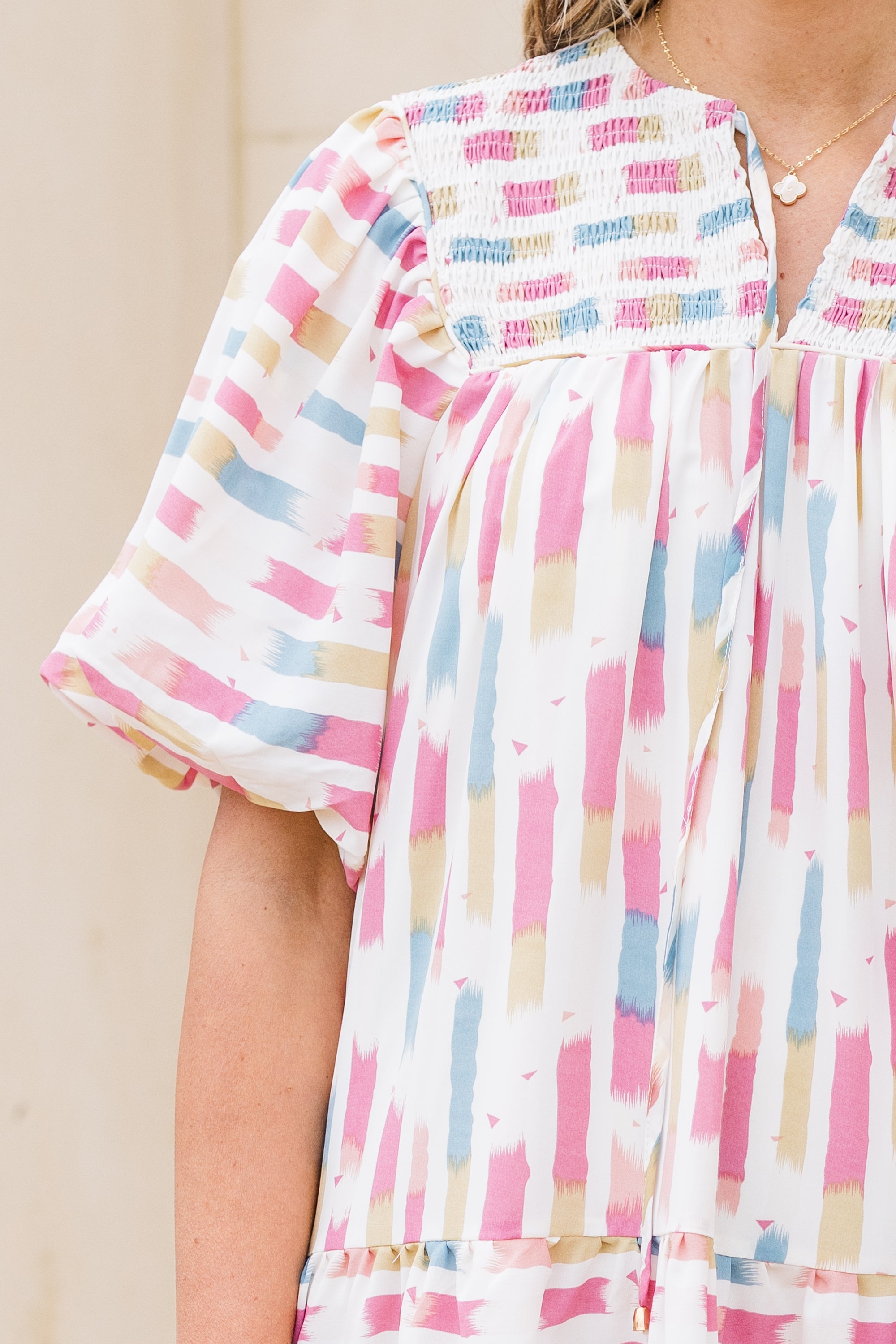 Always On Time Dress, Cream Pink