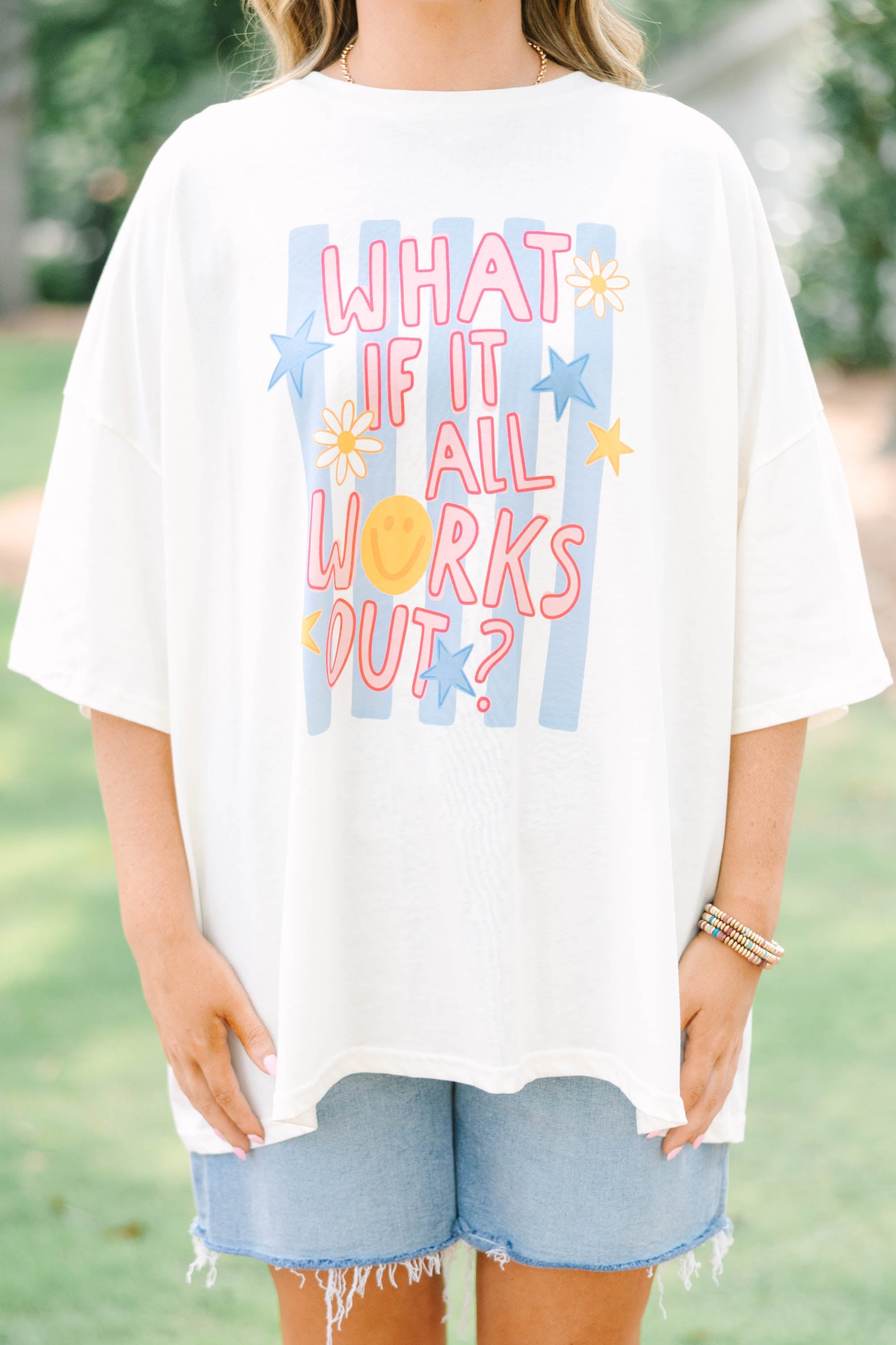 Always Works Out Boyfriend Tee, Ivory