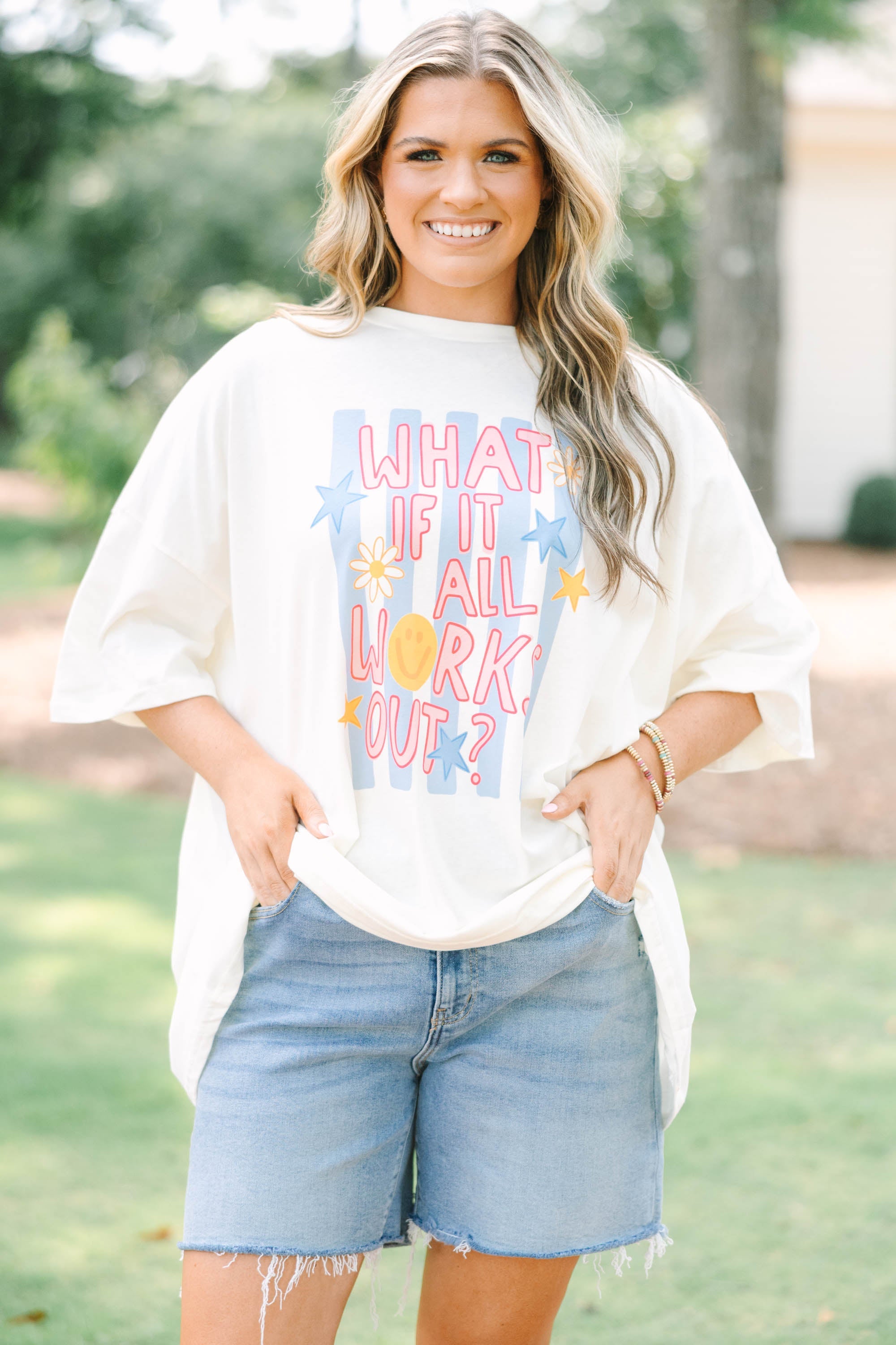 Always Works Out Boyfriend Tee, Ivory