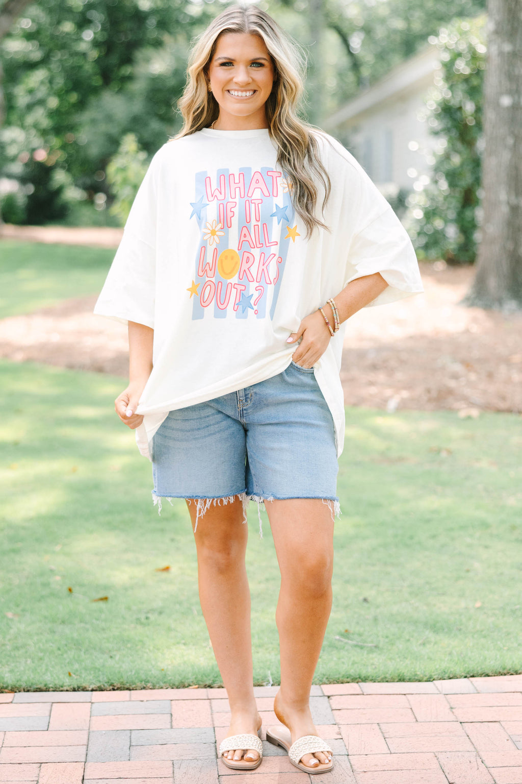 Always Works Out Boyfriend Tee, Ivory