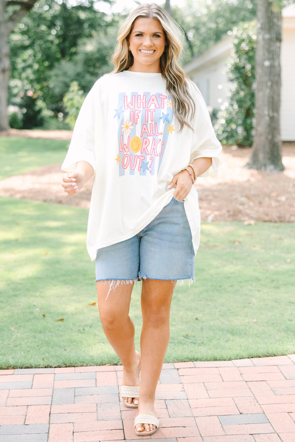 Always Works Out Boyfriend Tee, Ivory