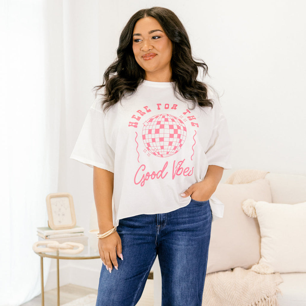 Always a Good Vibe Vintage Wash Tee, White