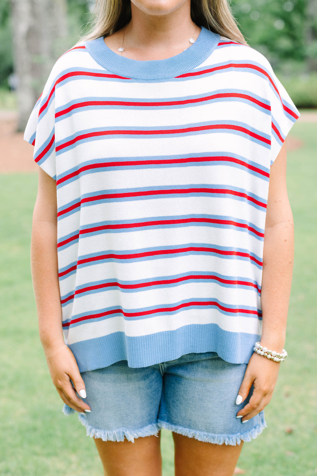 American Stripe Sweater, Cream