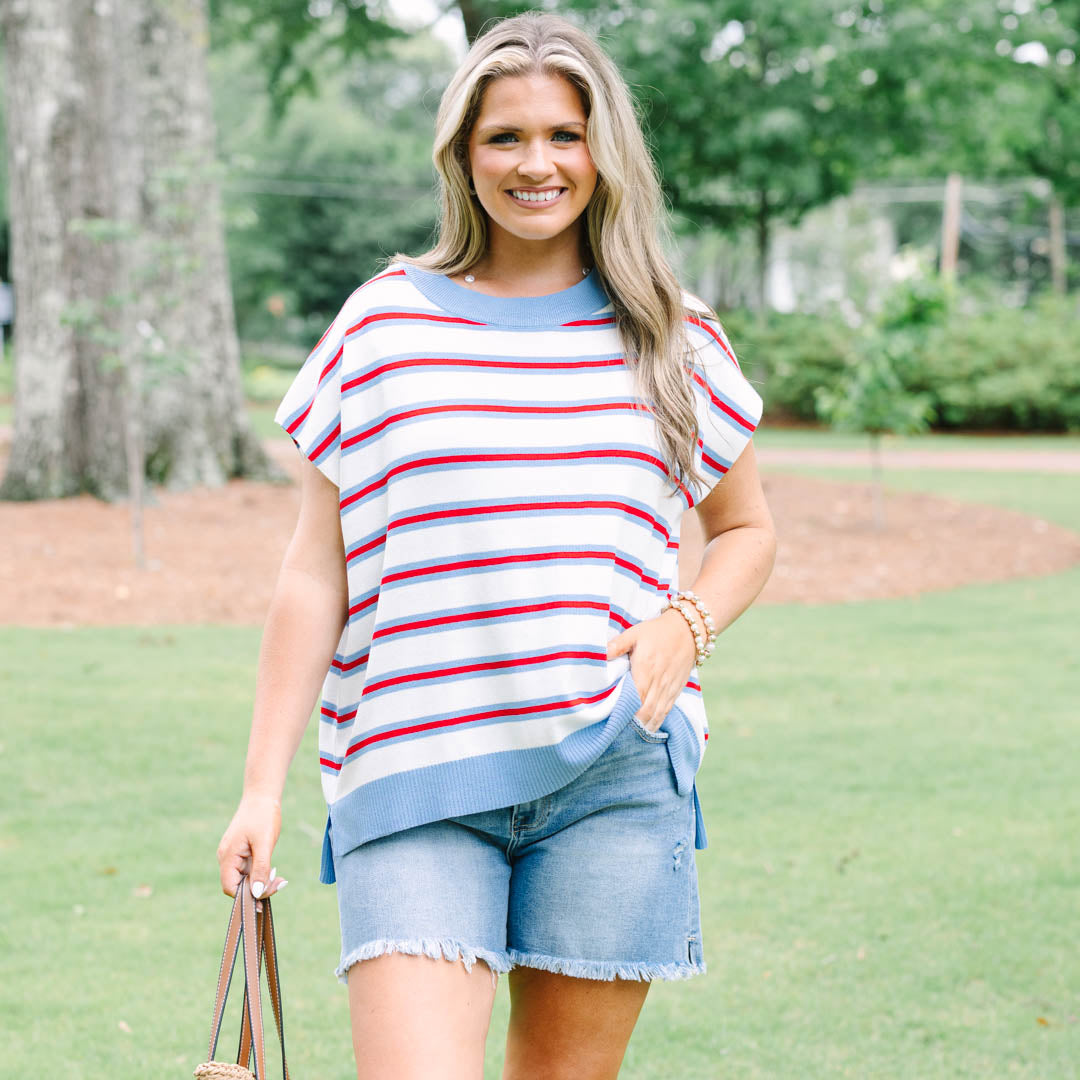 American Stripe Sweater, Cream
