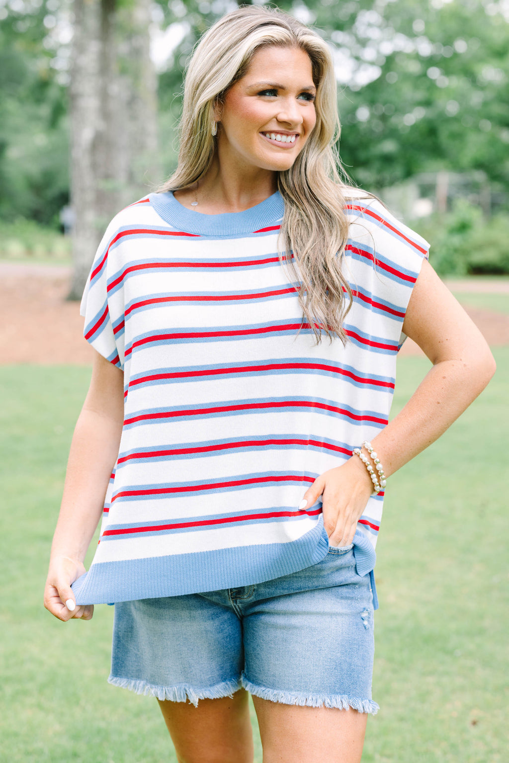 American Stripe Sweater, Cream