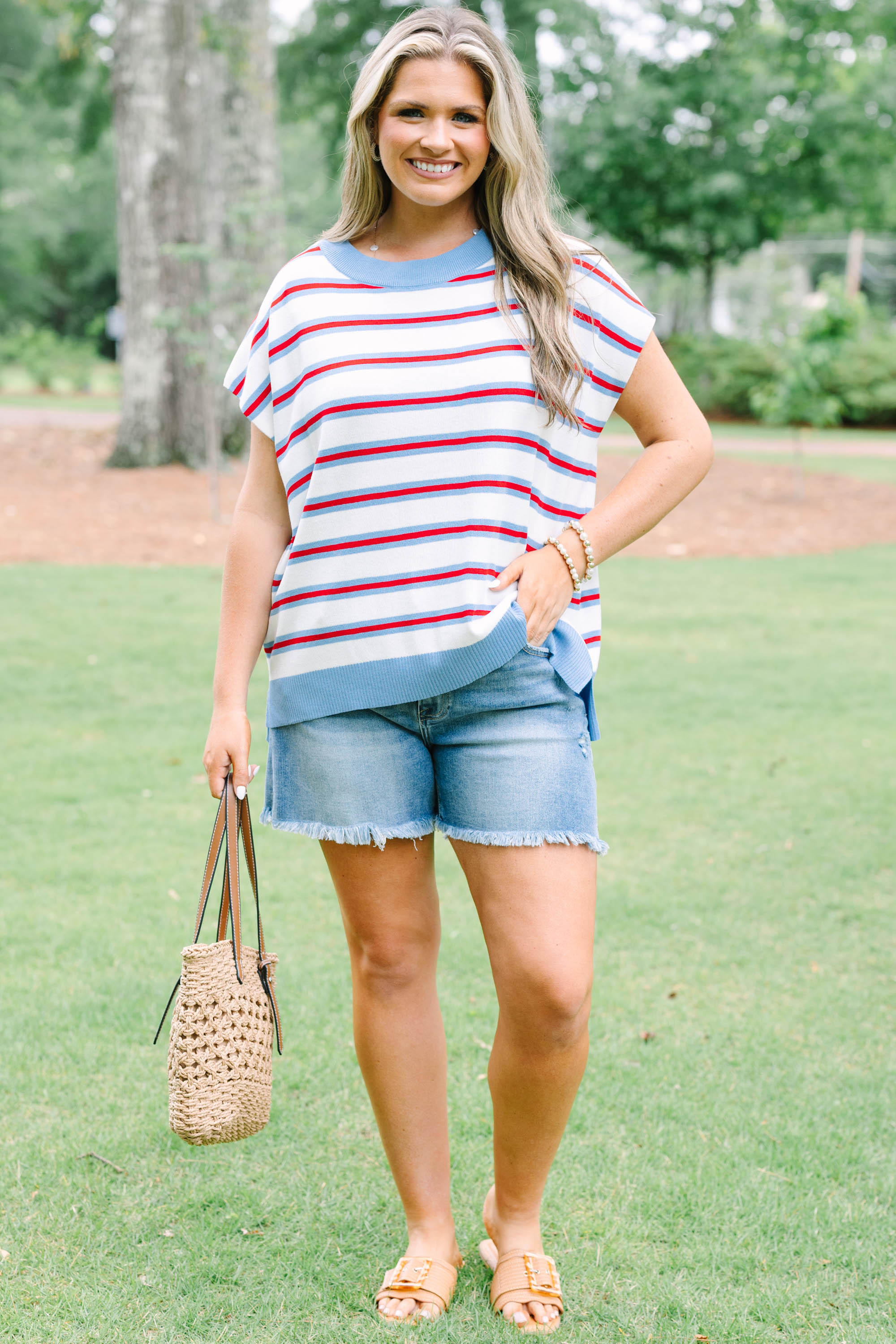 American Stripe Sweater, Cream