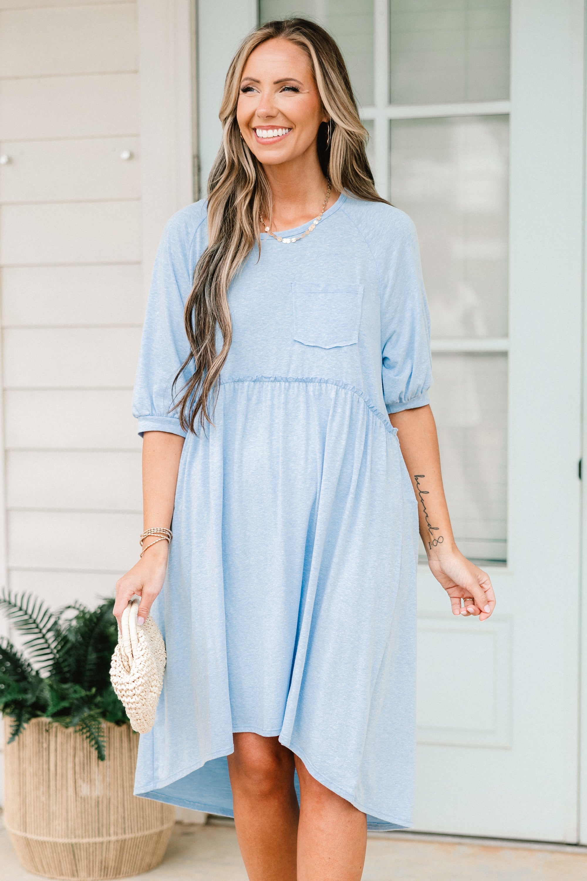 Another Day Dress, Sky Blue