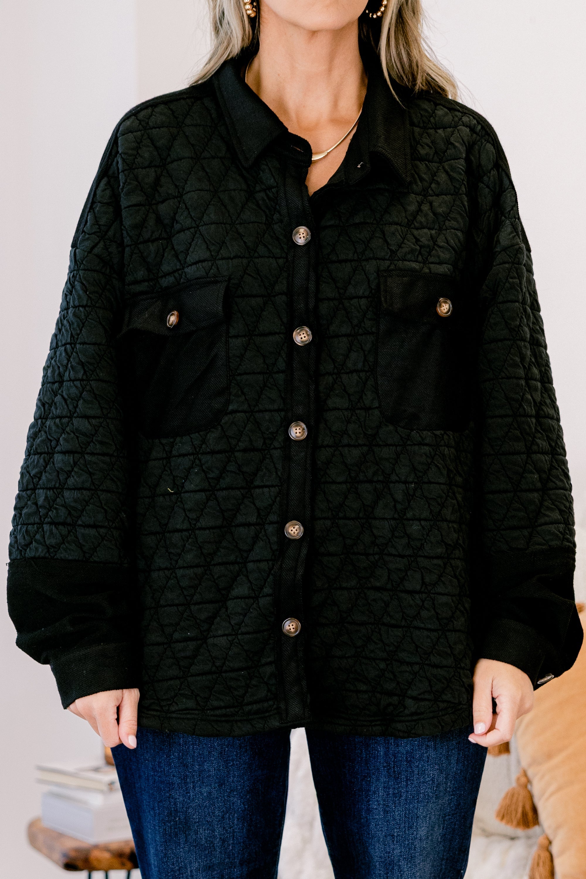 Apple Cider Shacket, Black