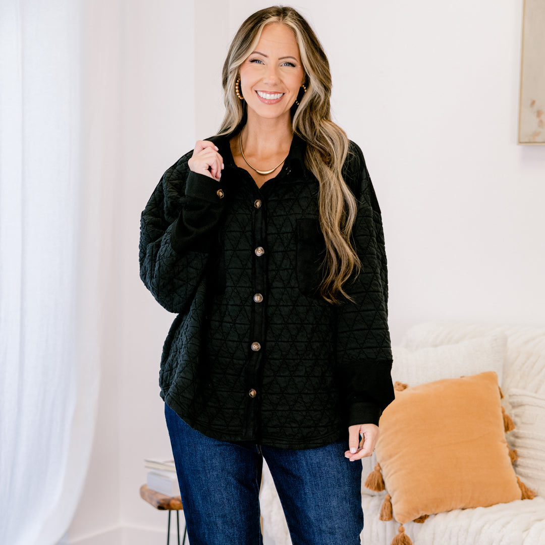 Apple Cider Shacket, Black