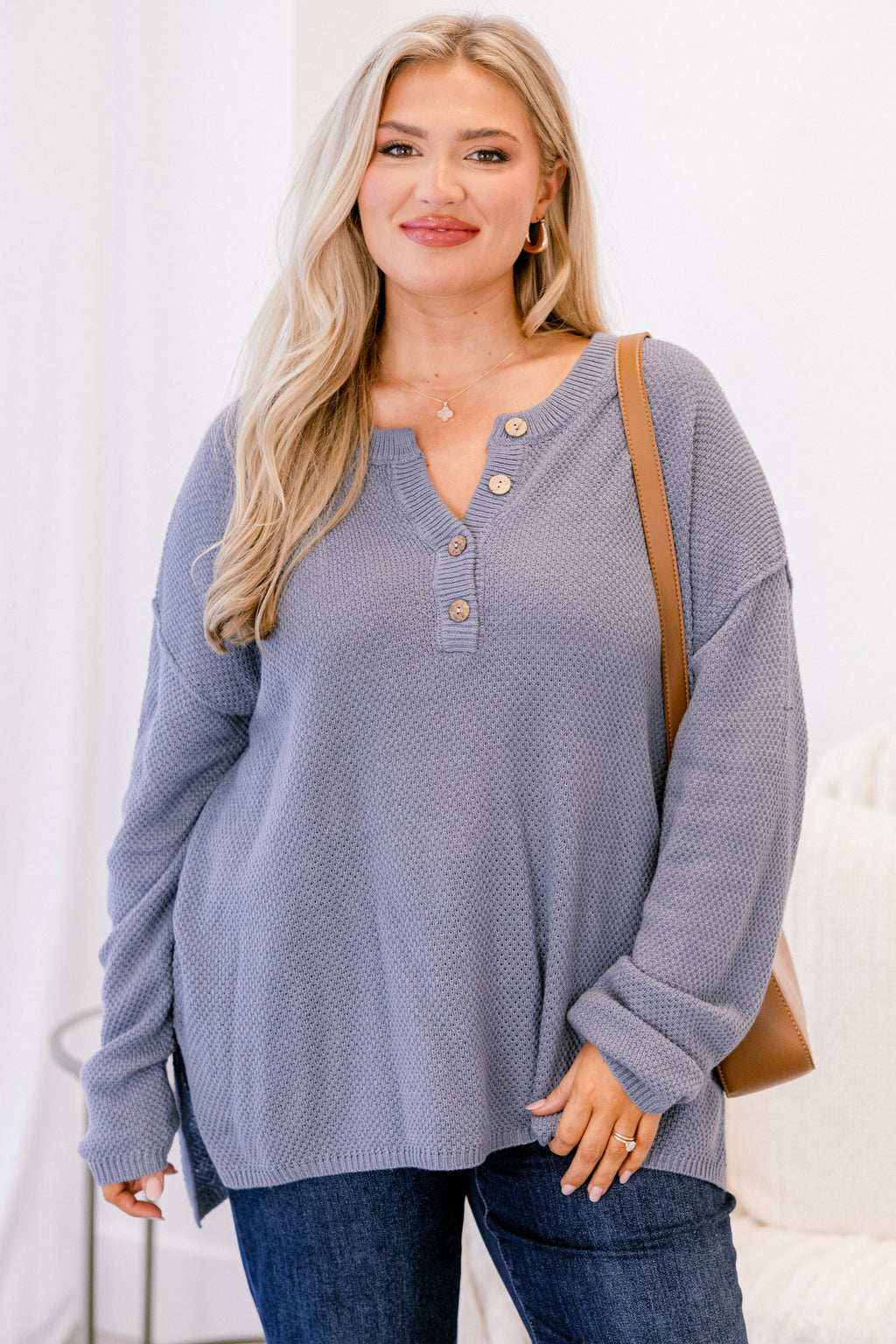 Apple Picking Sweater, Dusty Blue