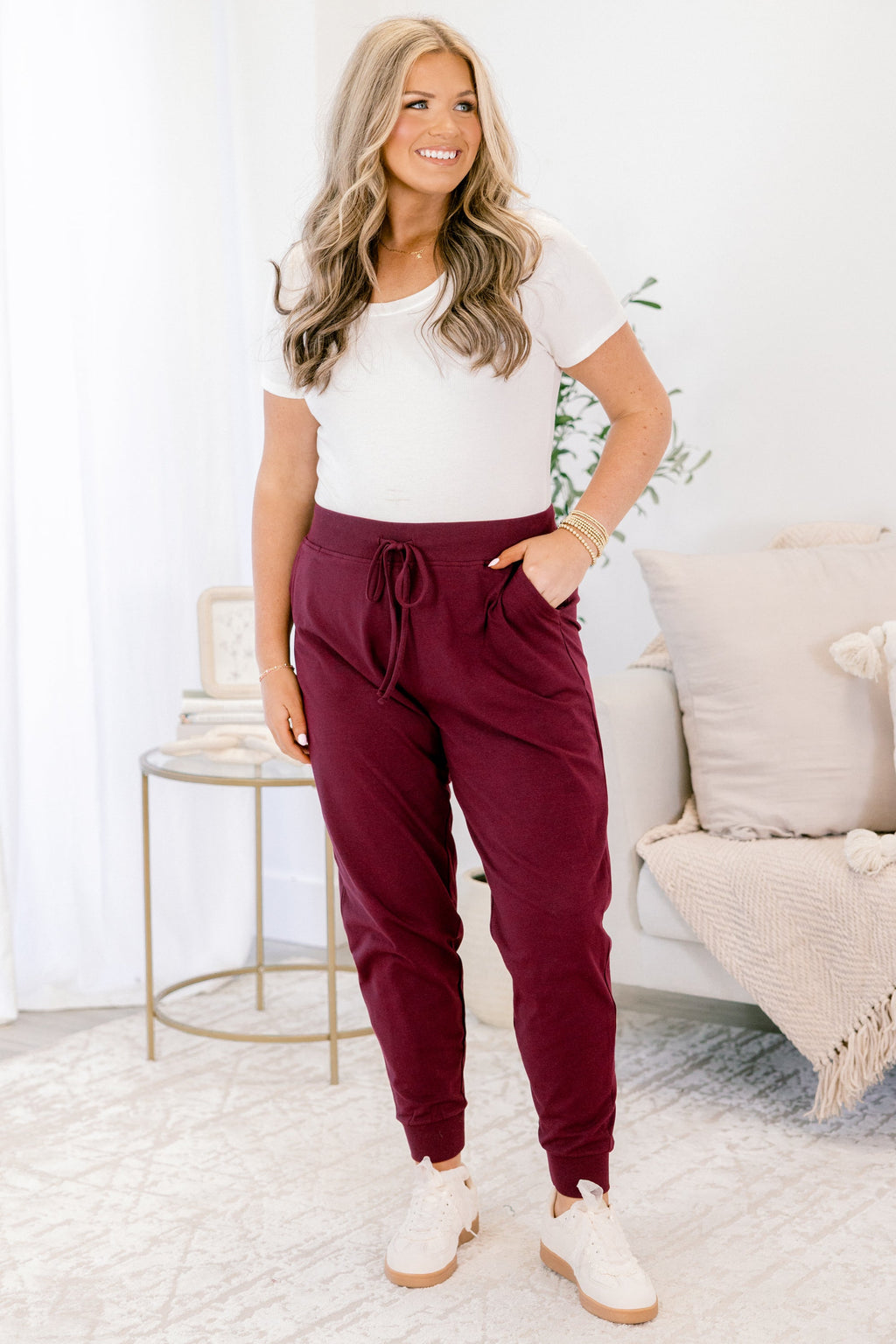 Around The World Joggers, Dark Burgundy