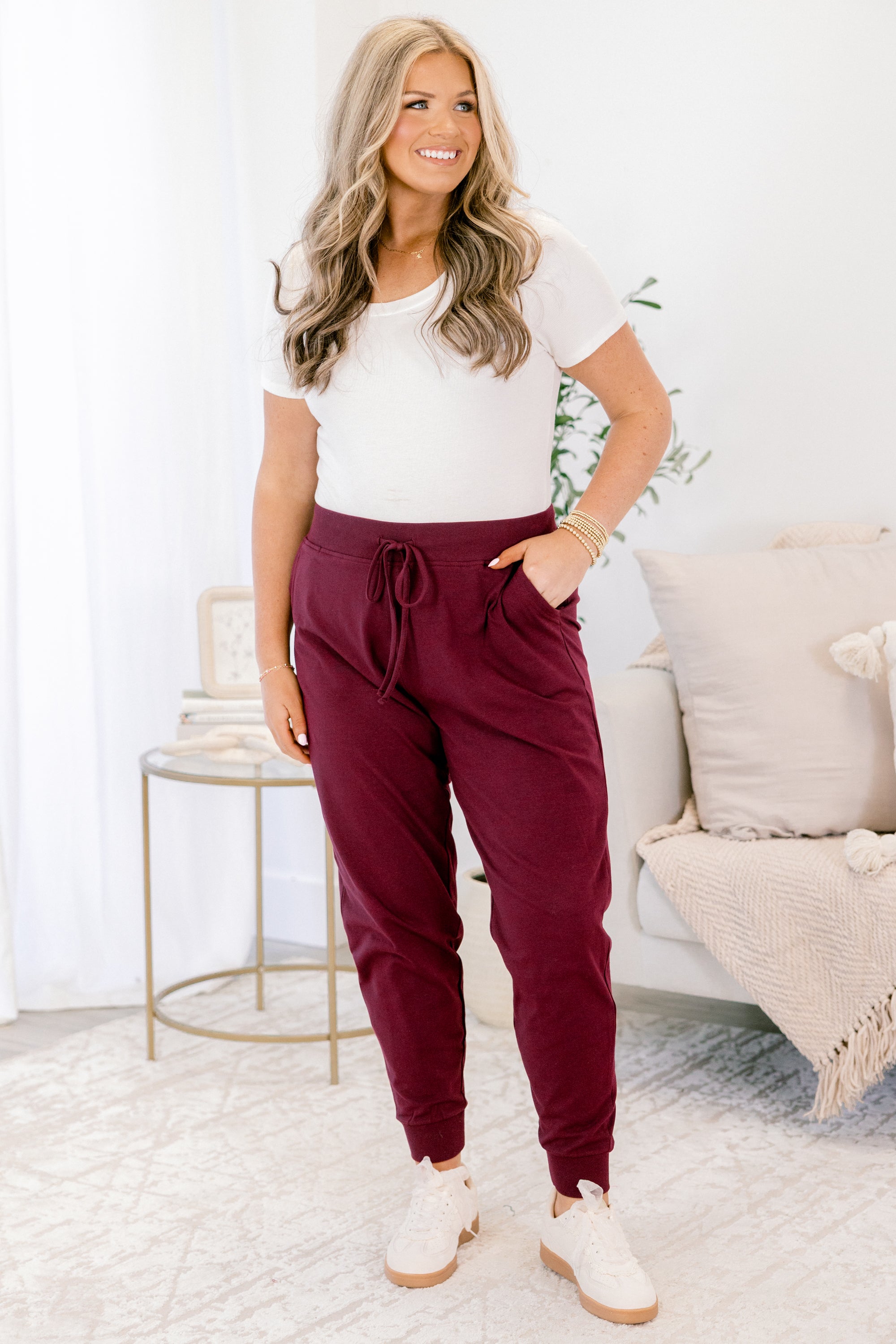 Around The World Joggers, Dark Burgundy