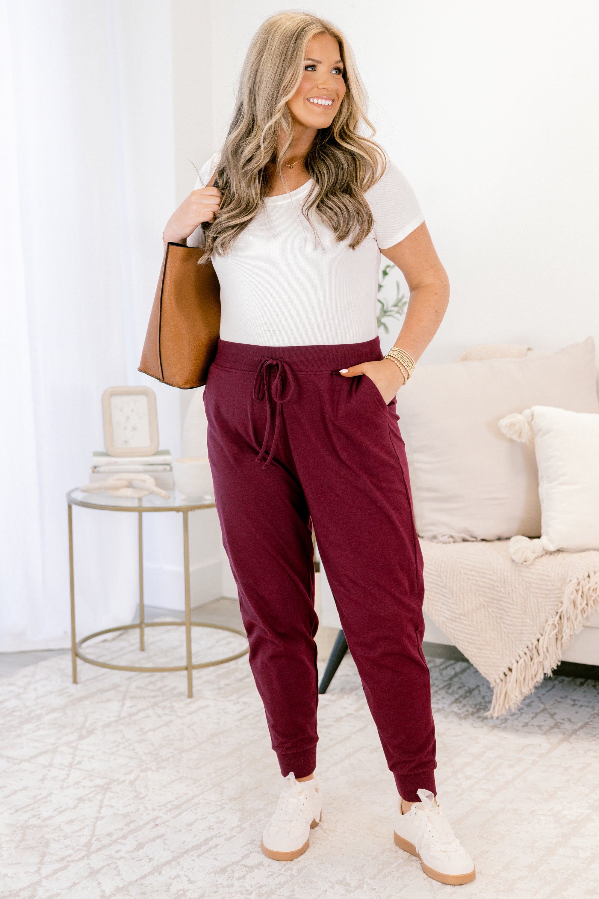 Around The World Joggers, Dark Burgundy