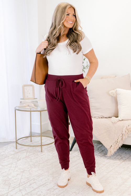 Around The World Joggers, Dark Burgundy