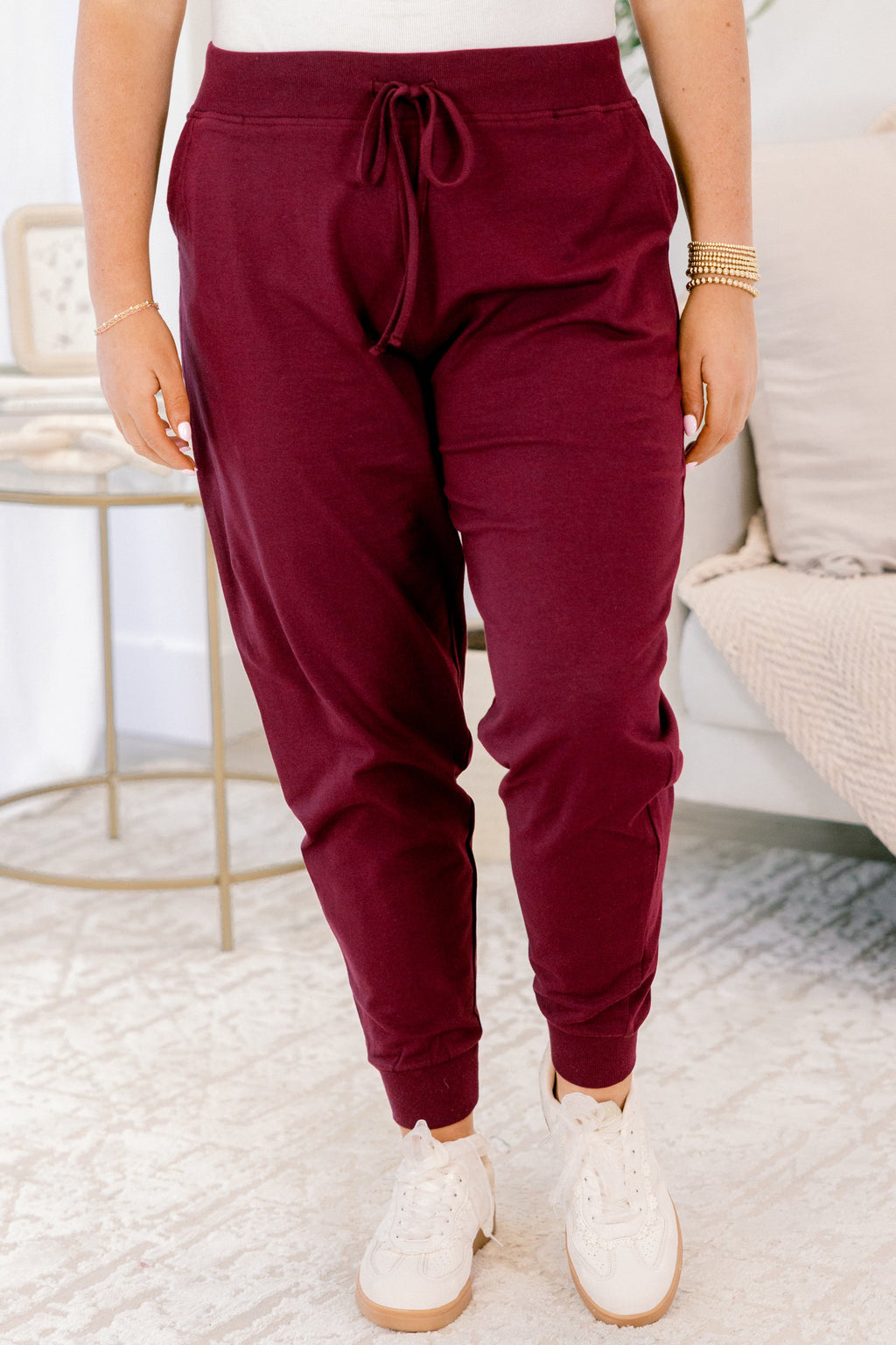 Around The World Joggers, Dark Burgundy