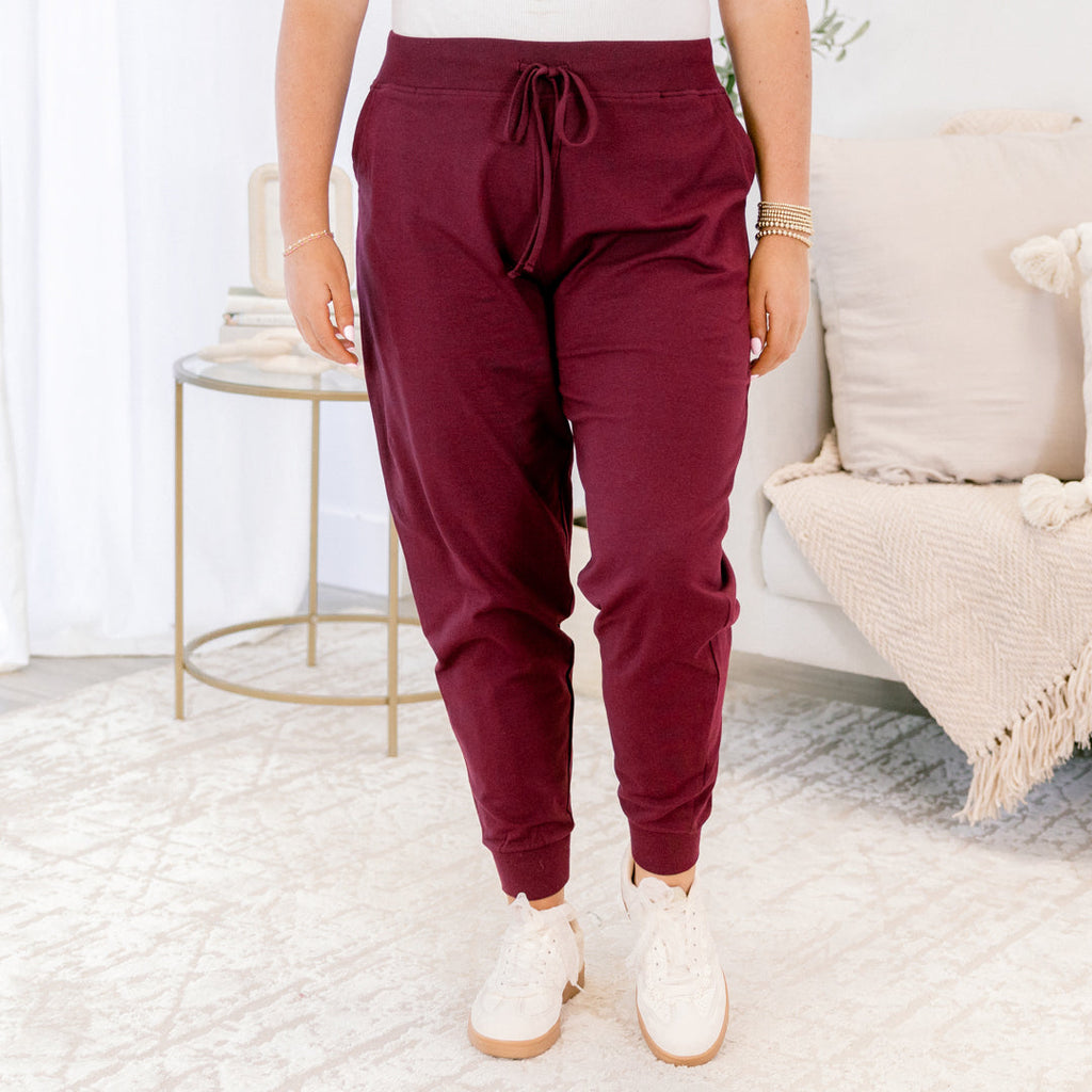 Around The World Joggers, Dark Burgundy