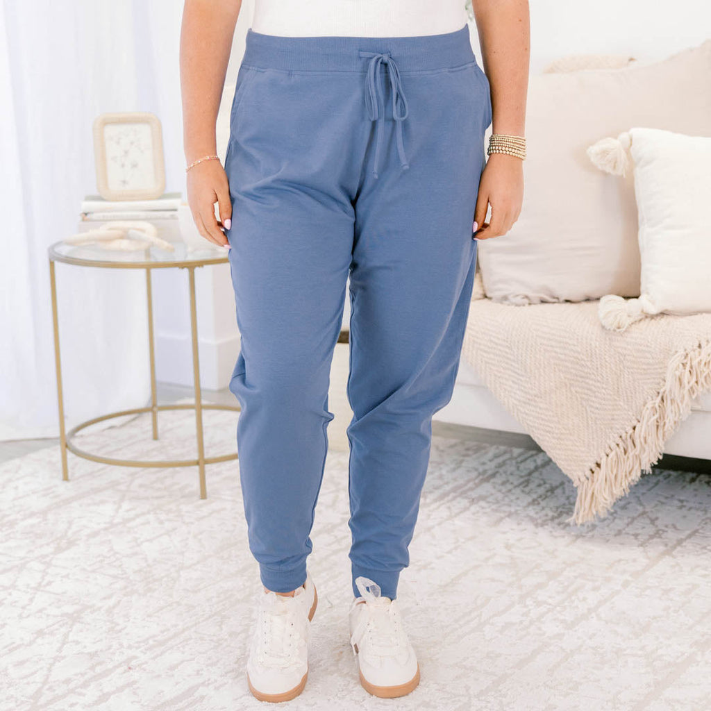 Around The World Joggers, Dusty Blue