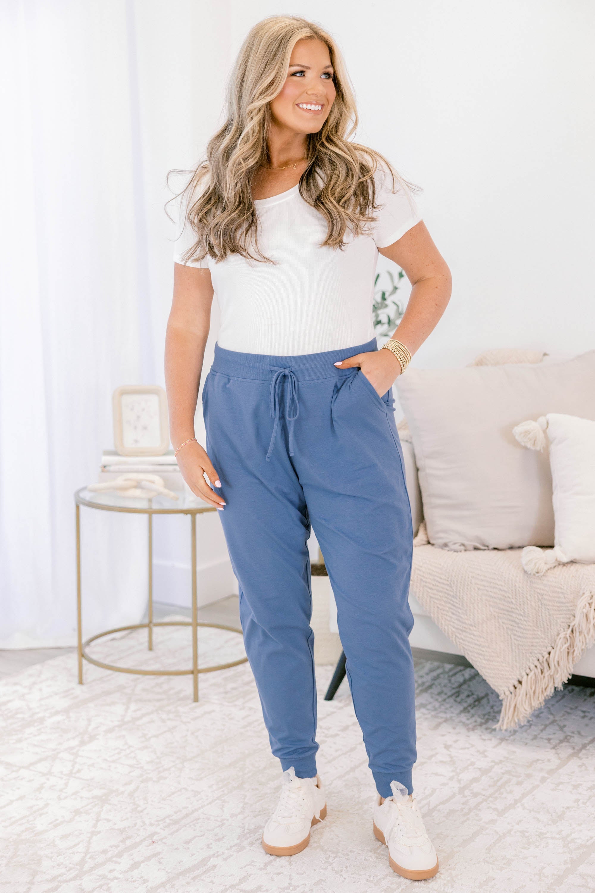 Around The World Joggers, Dusty Blue