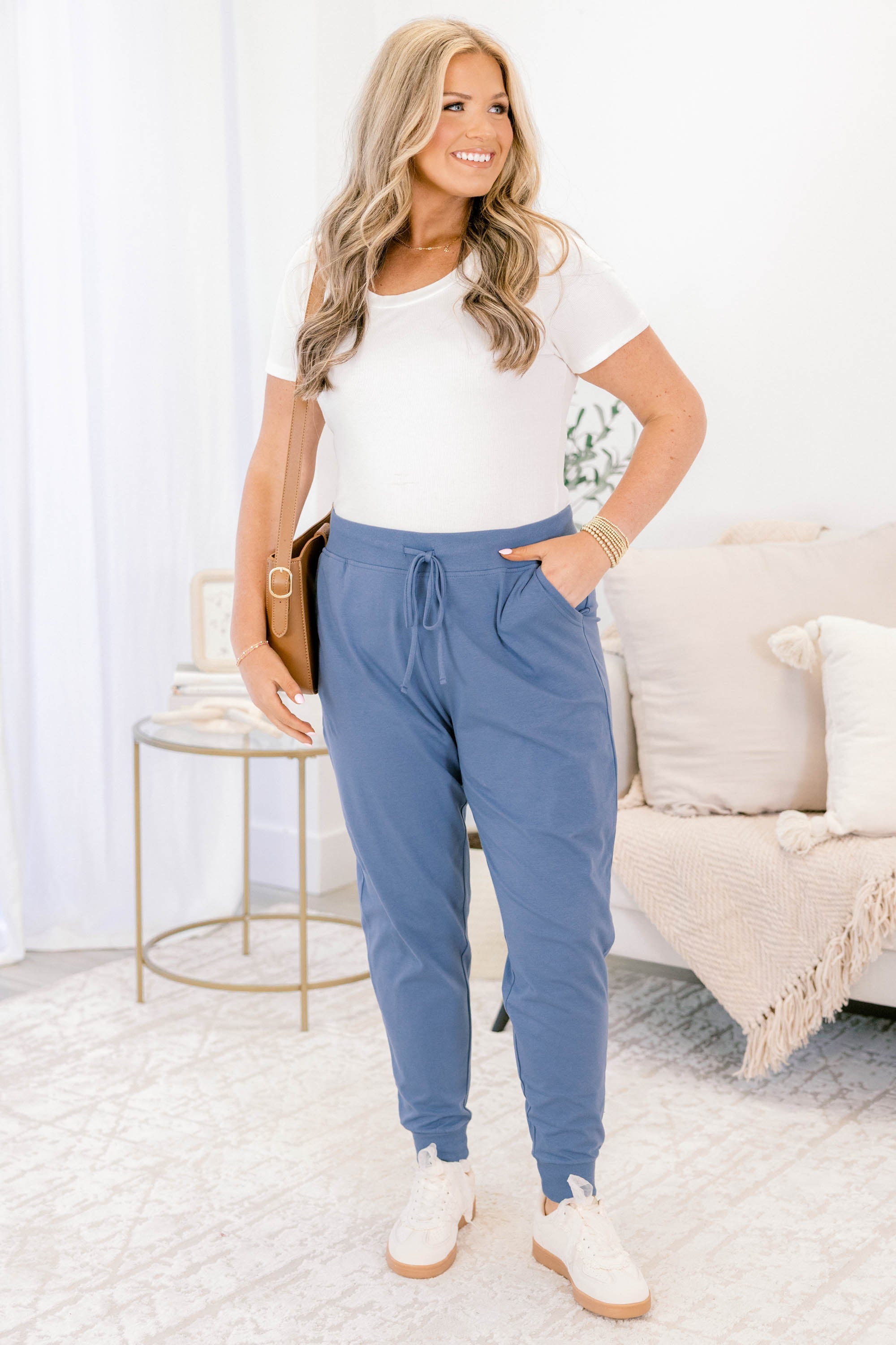 Around The World Joggers, Dusty Blue
