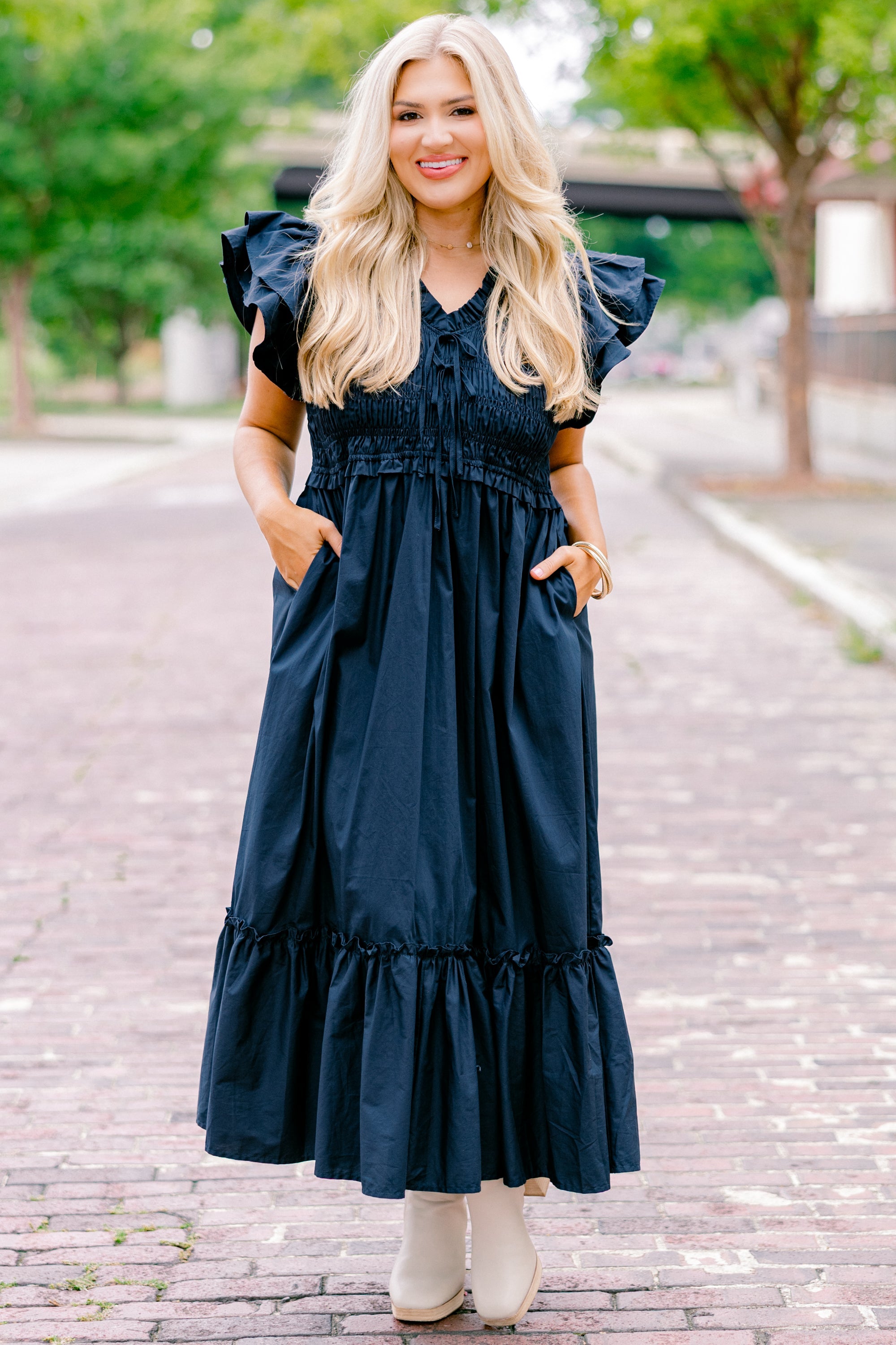 As Luck Would Have It Dress, Navy