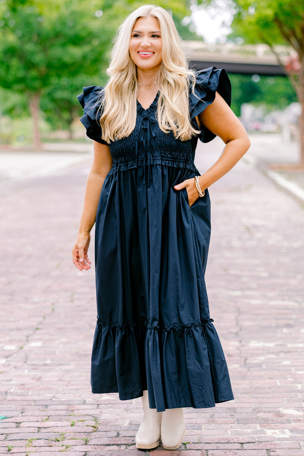 As Luck Would Have It Dress, Navy