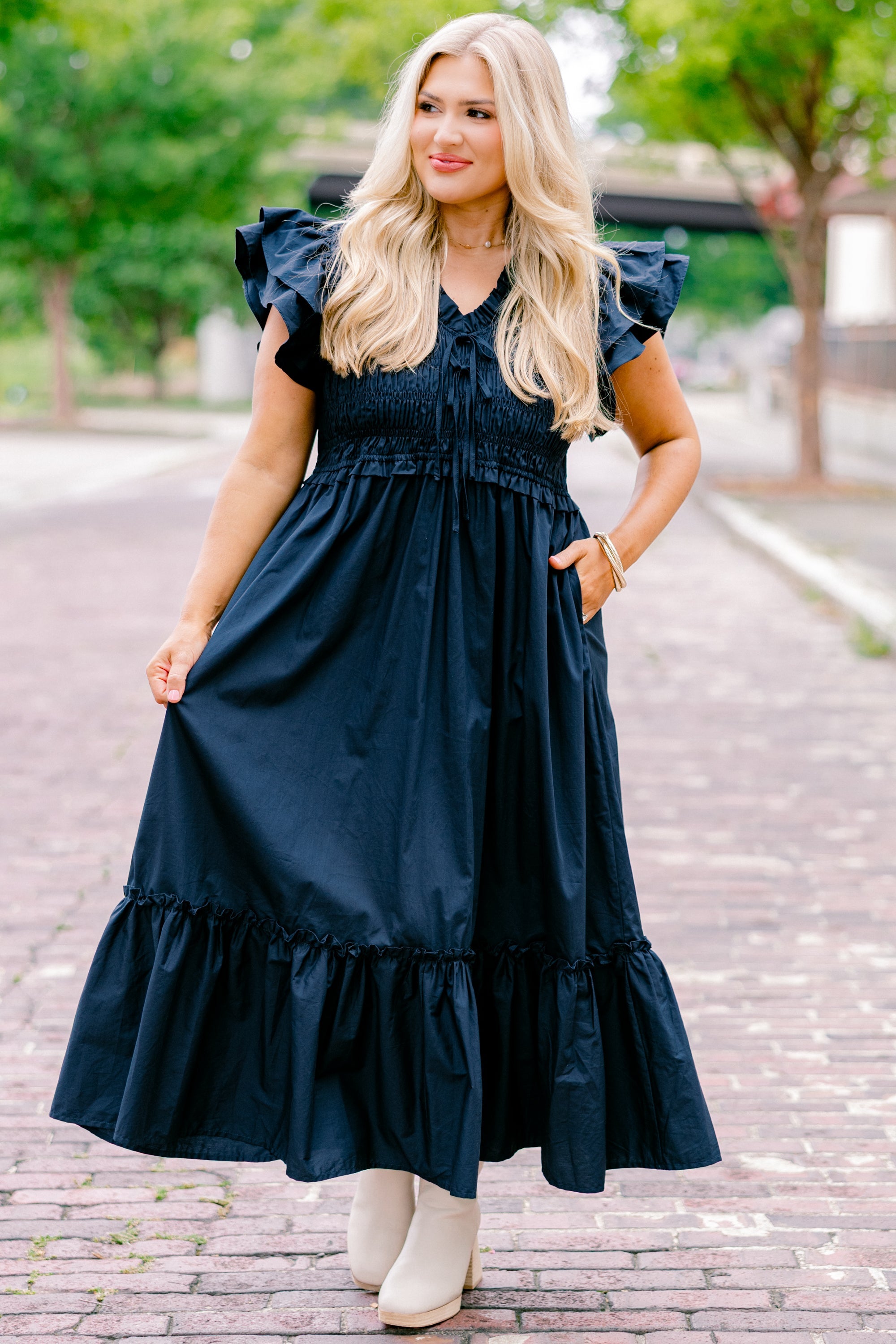 As Luck Would Have It Dress, Navy