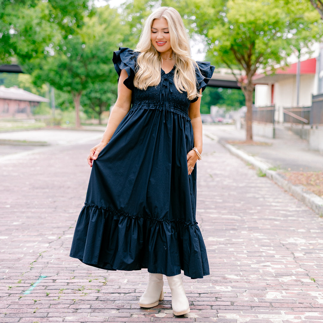 As Luck Would Have It Dress, Navy