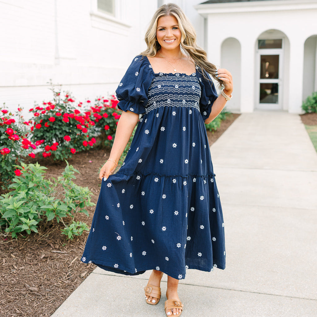 Aster Dress, Navy