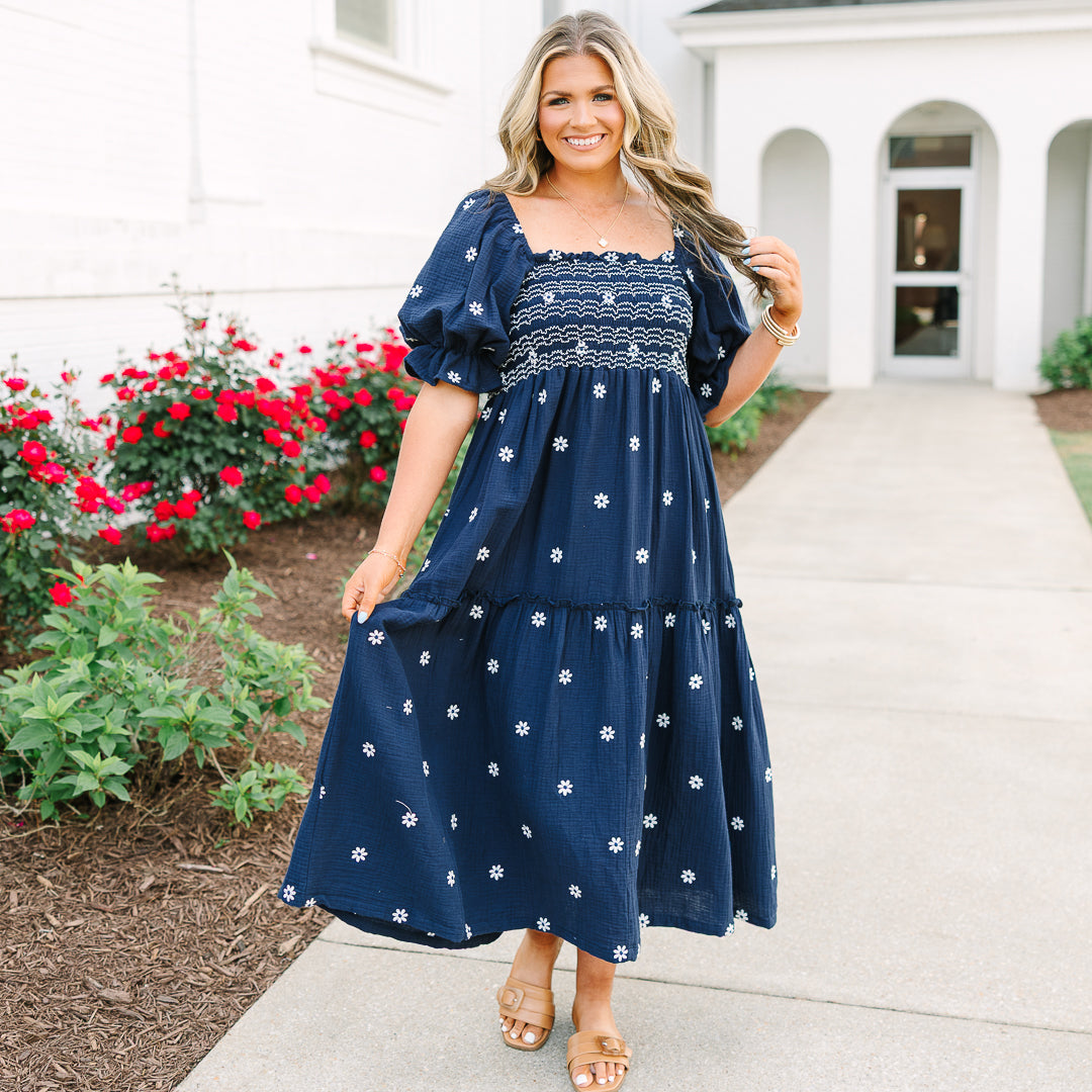 Aster Dress, Navy