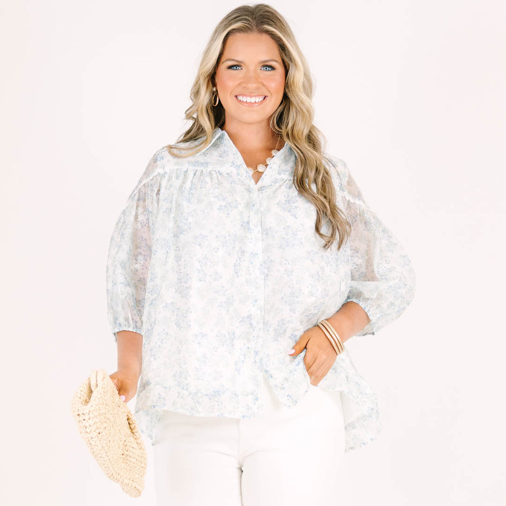 At A Glance Blouse, Blue