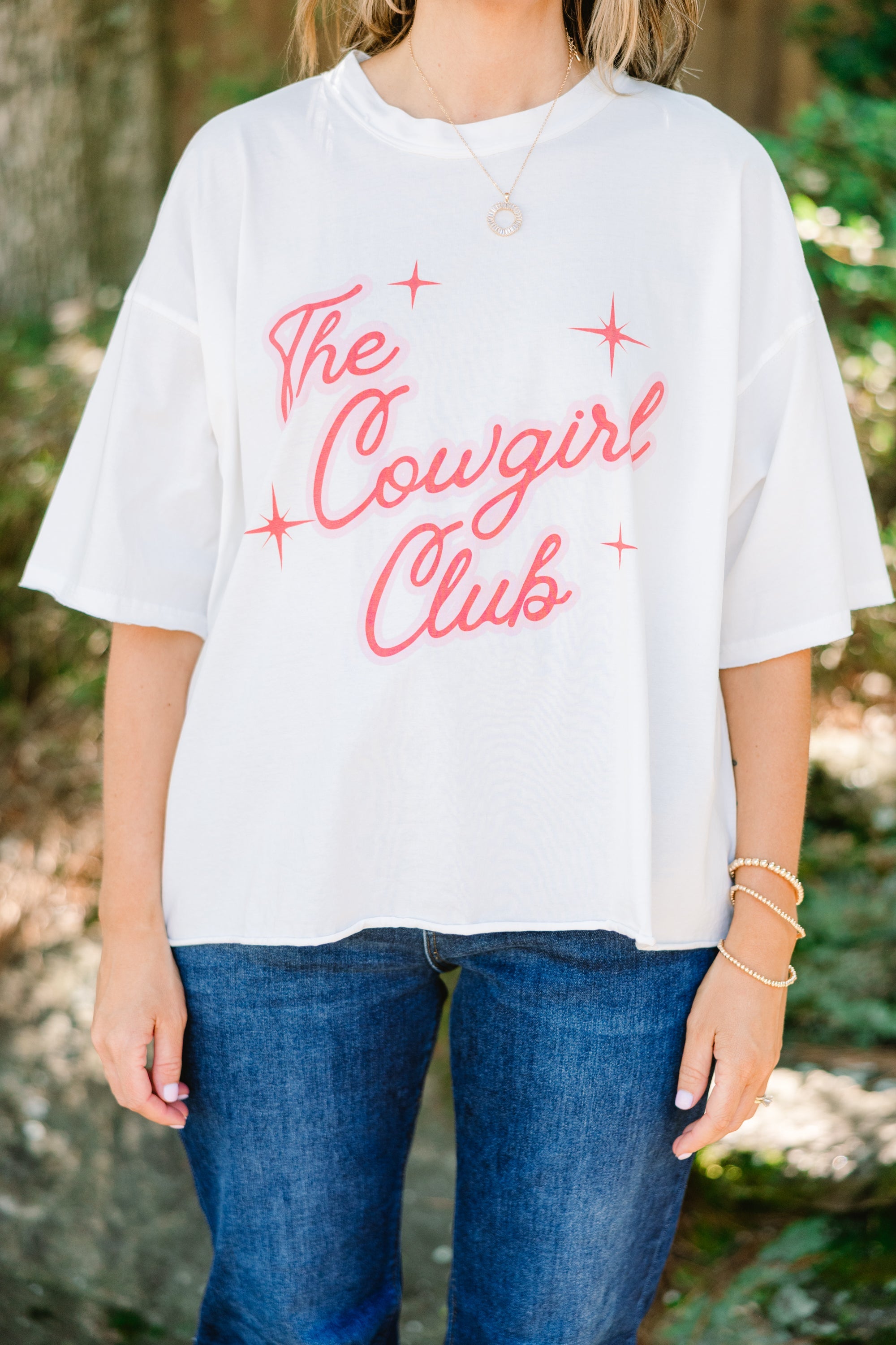 At the Cowgirl Club Vintage Wash Tee, White