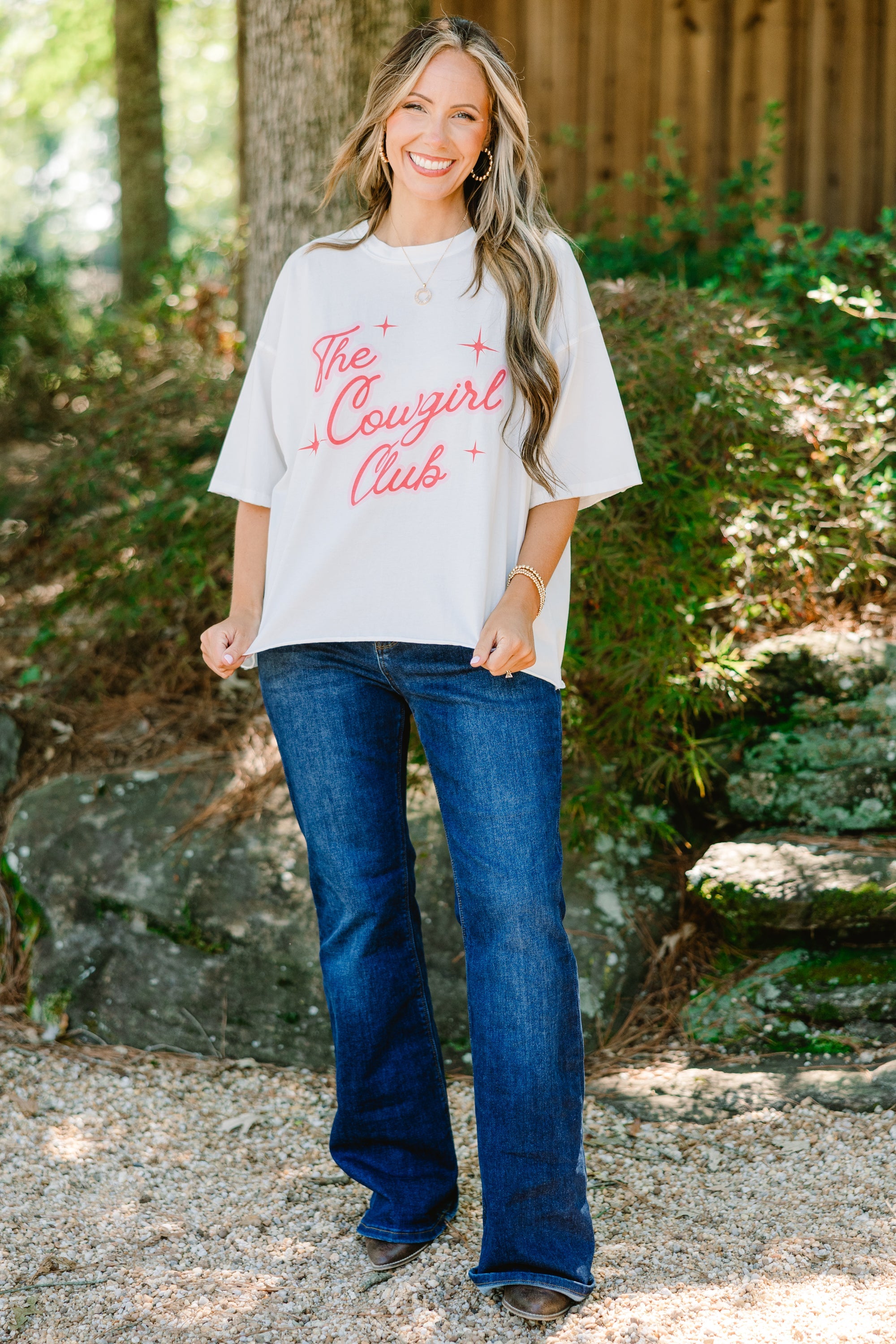 At the Cowgirl Club Vintage Wash Tee, White