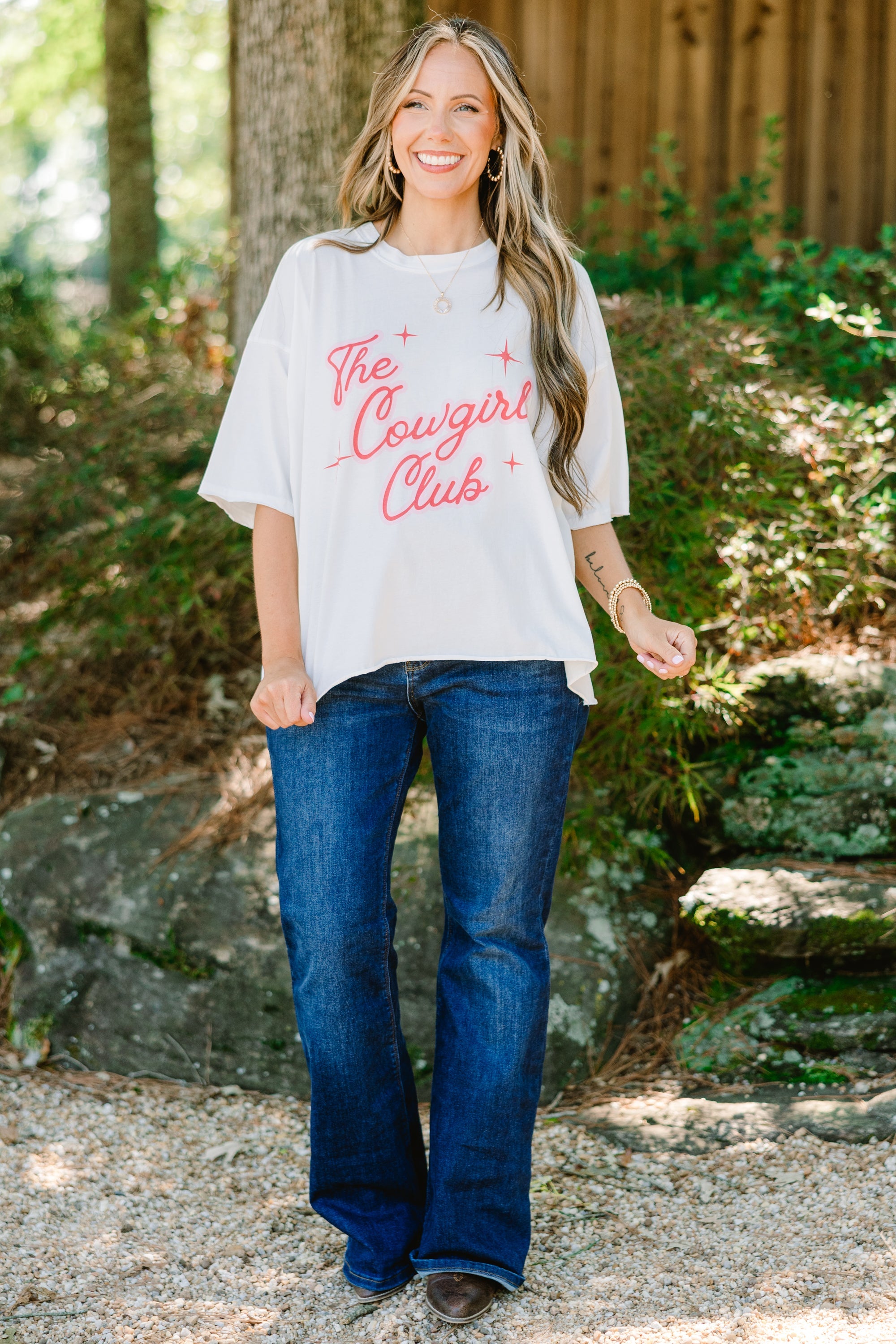 At the Cowgirl Club Vintage Wash Tee, White