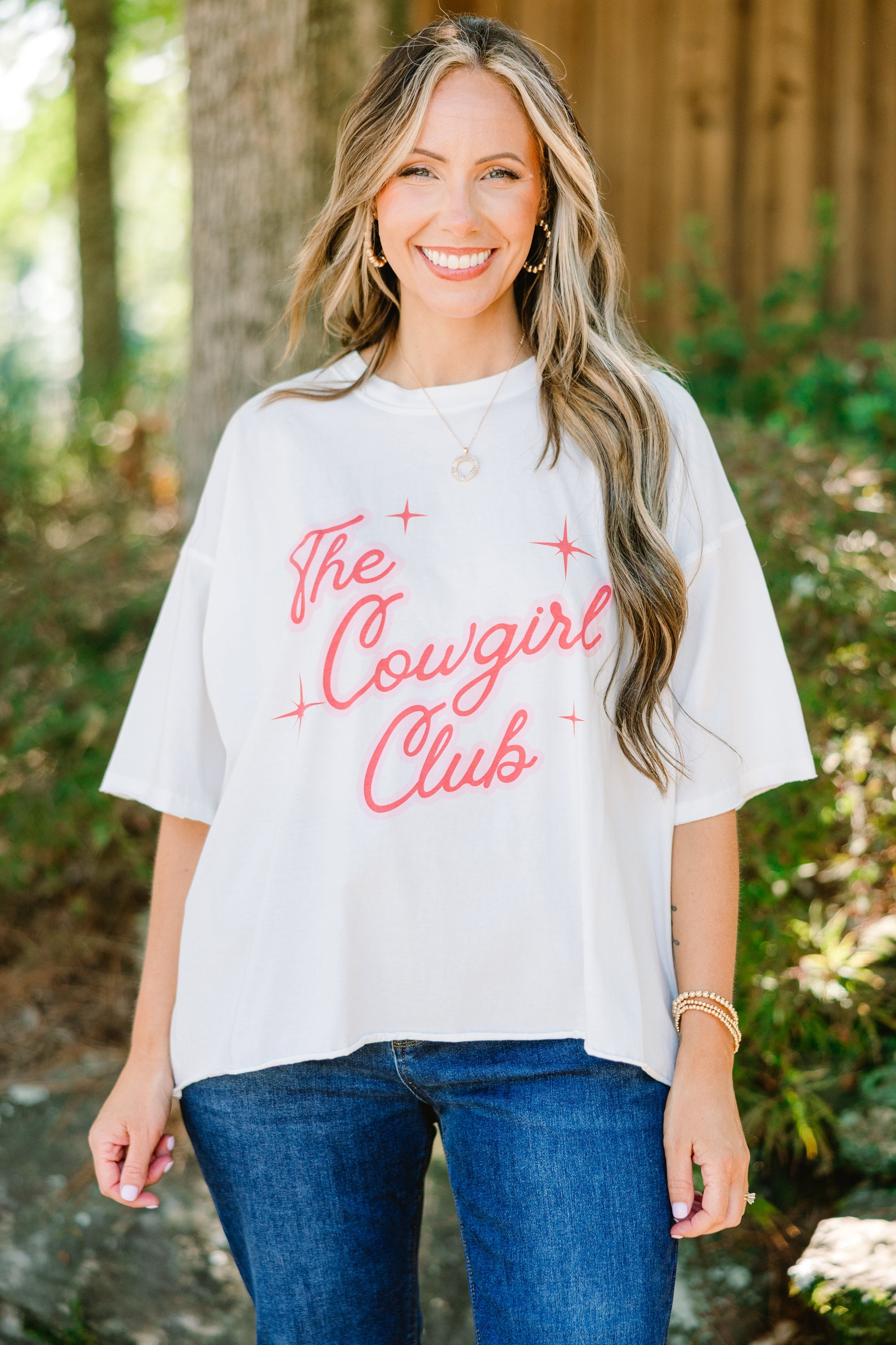 At the Cowgirl Club Vintage Wash Tee, White