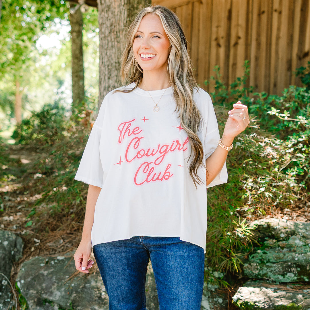 At the Cowgirl Club Vintage Wash Tee, White