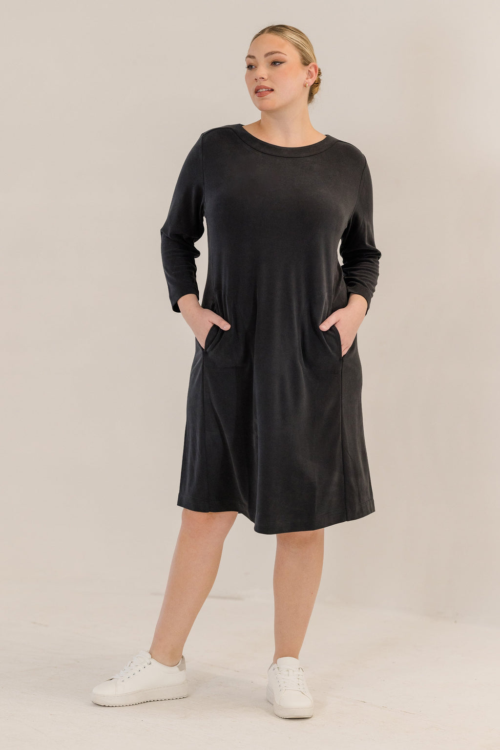 Audrey Boatneck Dress, Black