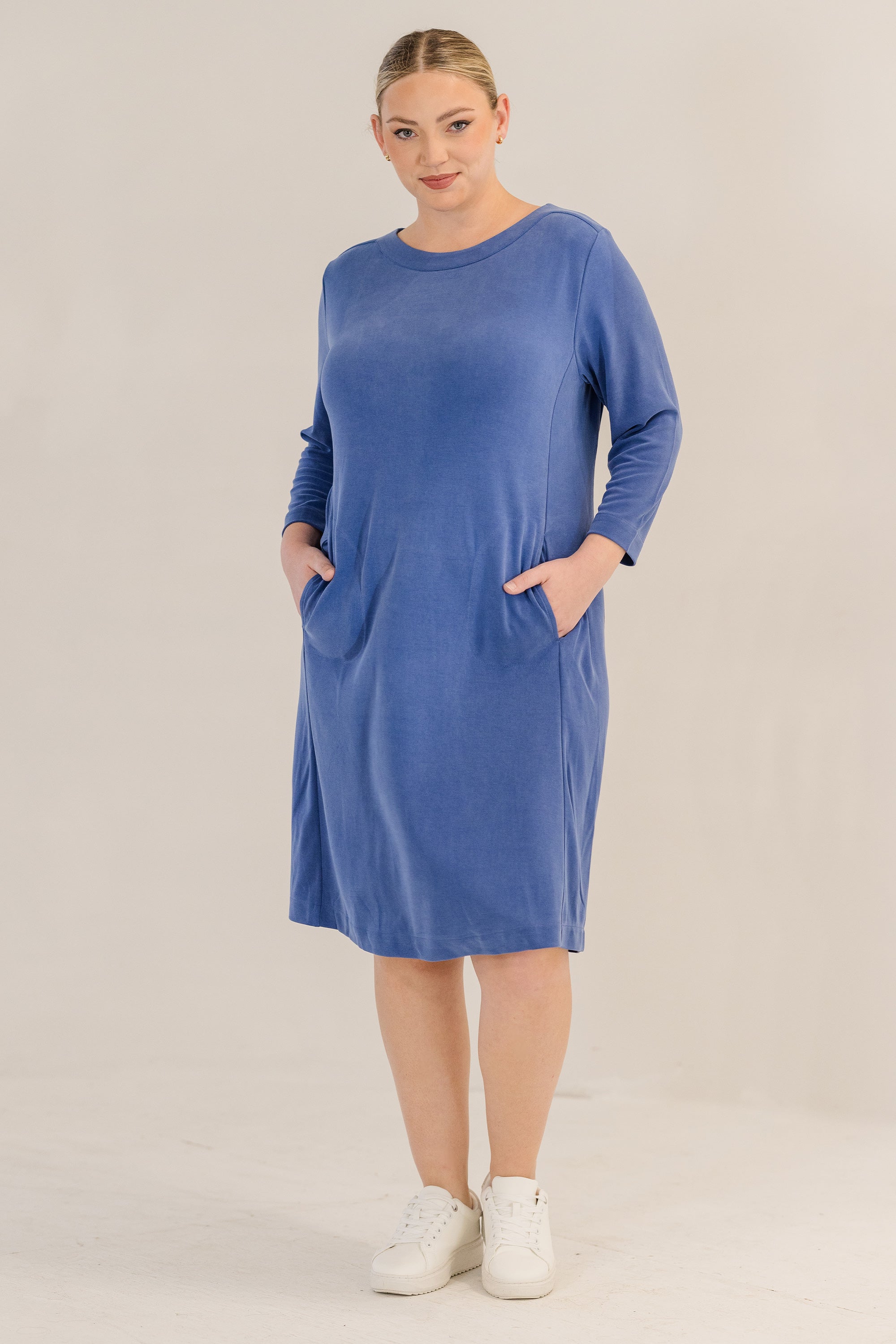 Audrey Boatneck Dress, Ombre Blue