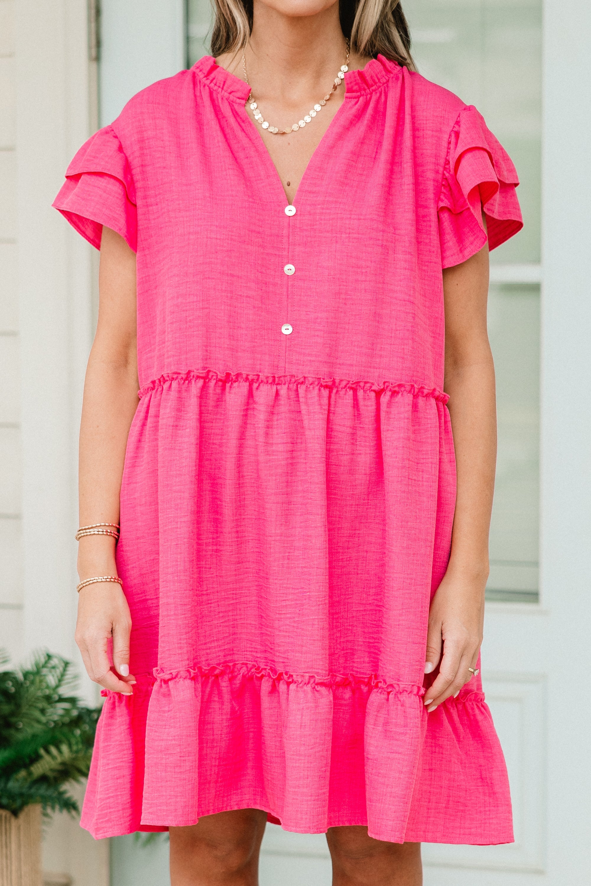Awaiting Adventures Dress, Fuchsia