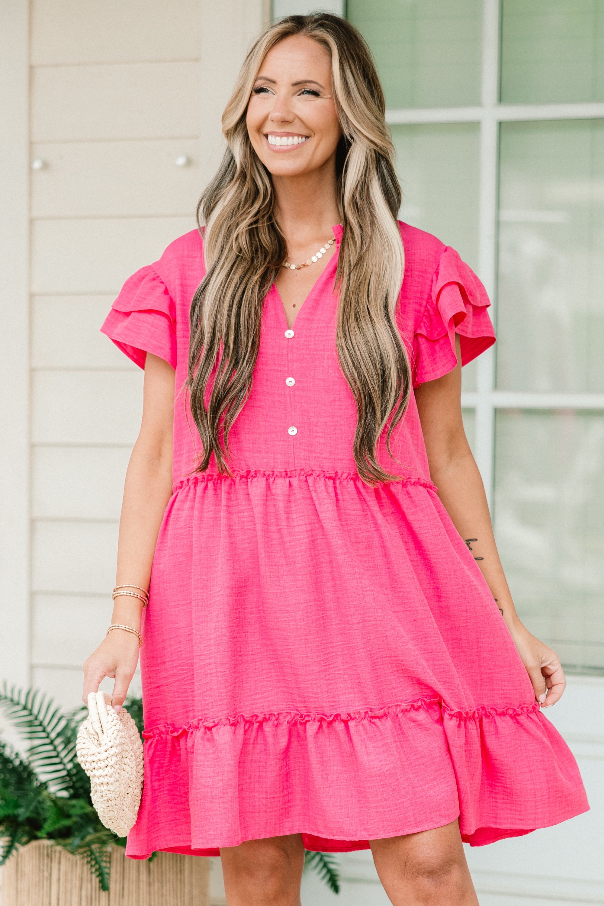 Awaiting Adventures Dress, Fuchsia