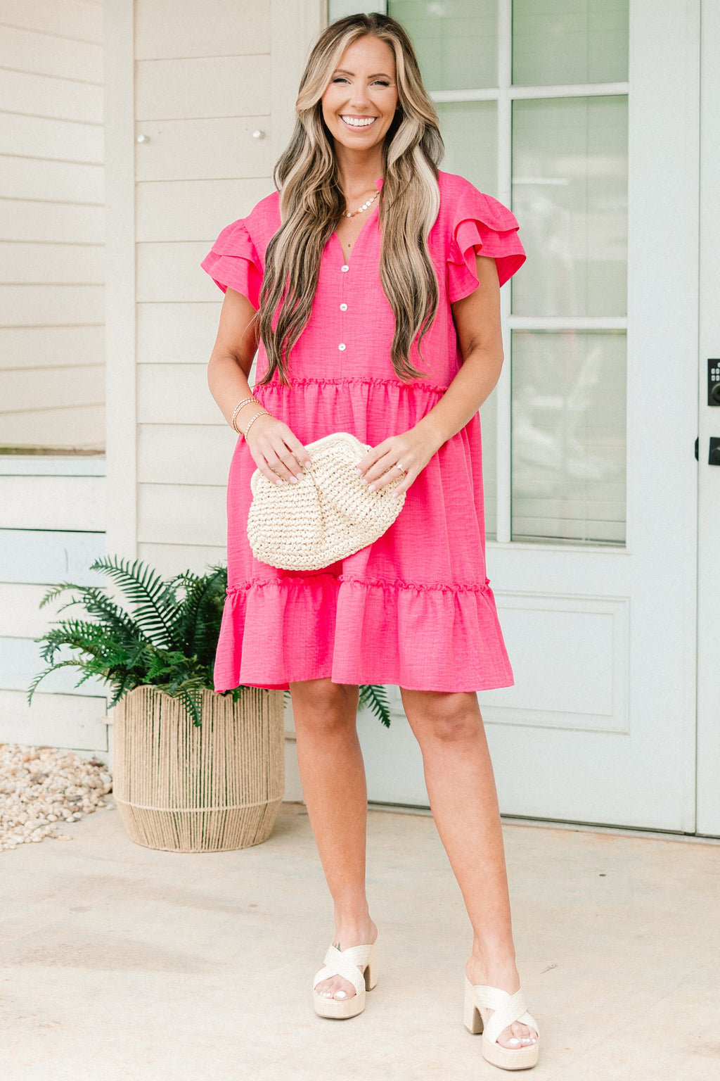 Awaiting Adventures Dress, Fuchsia