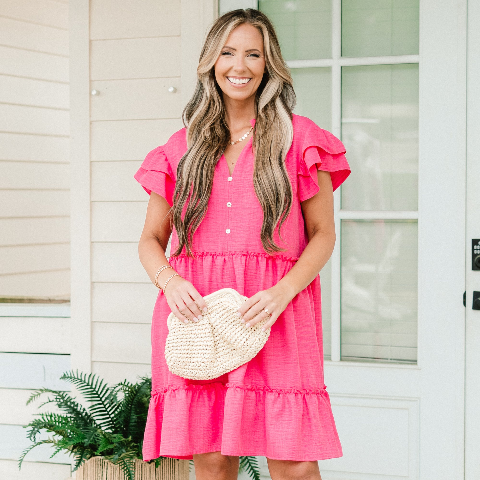 Awaiting Adventures Dress, Fuchsia