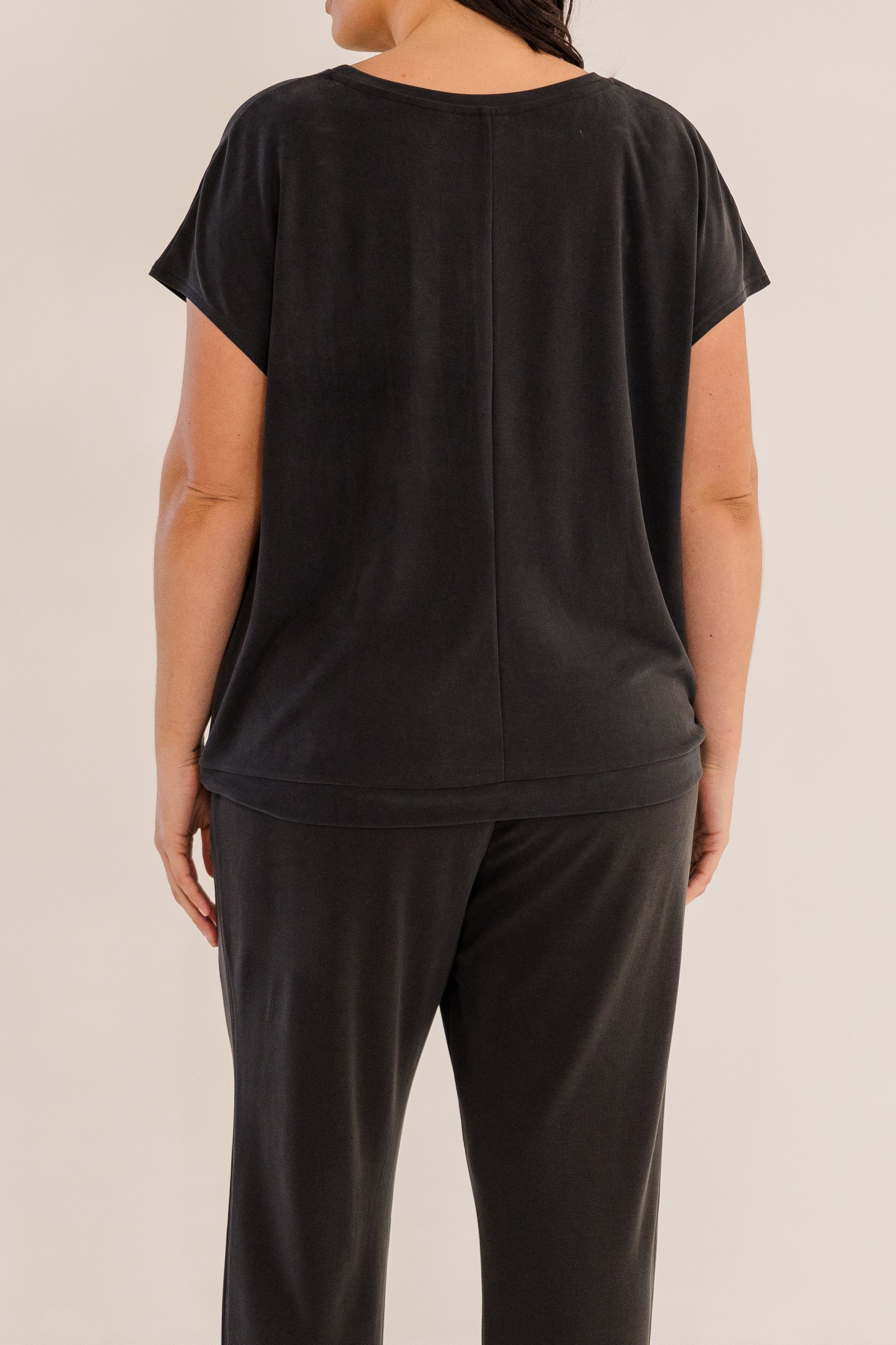 Sue Drape Front Top, Black