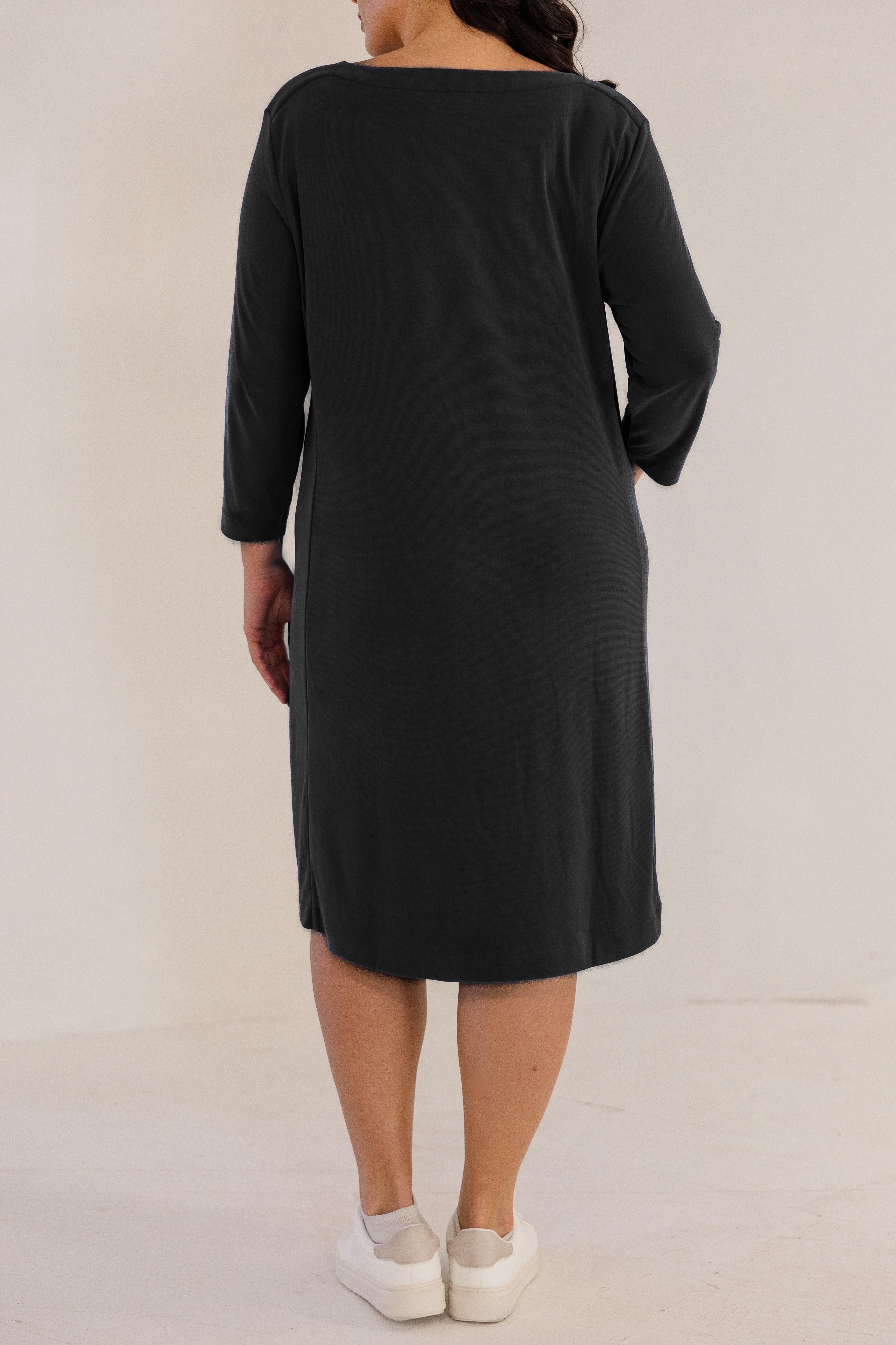 Audrey Boatneck Dress, Black