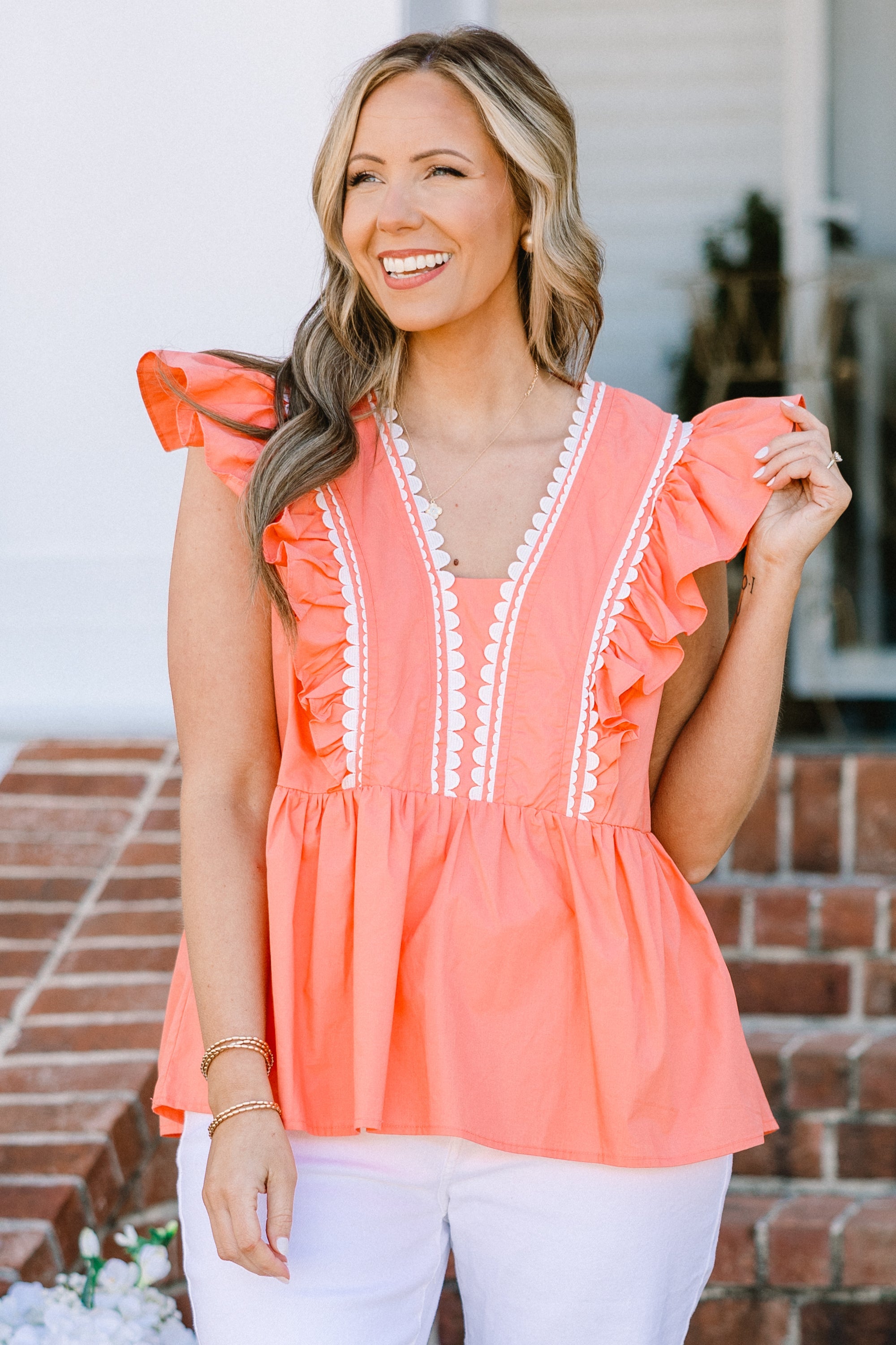 Back In Bloom Top, Coral