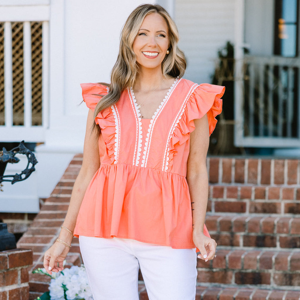 Back In Bloom Top, Coral
