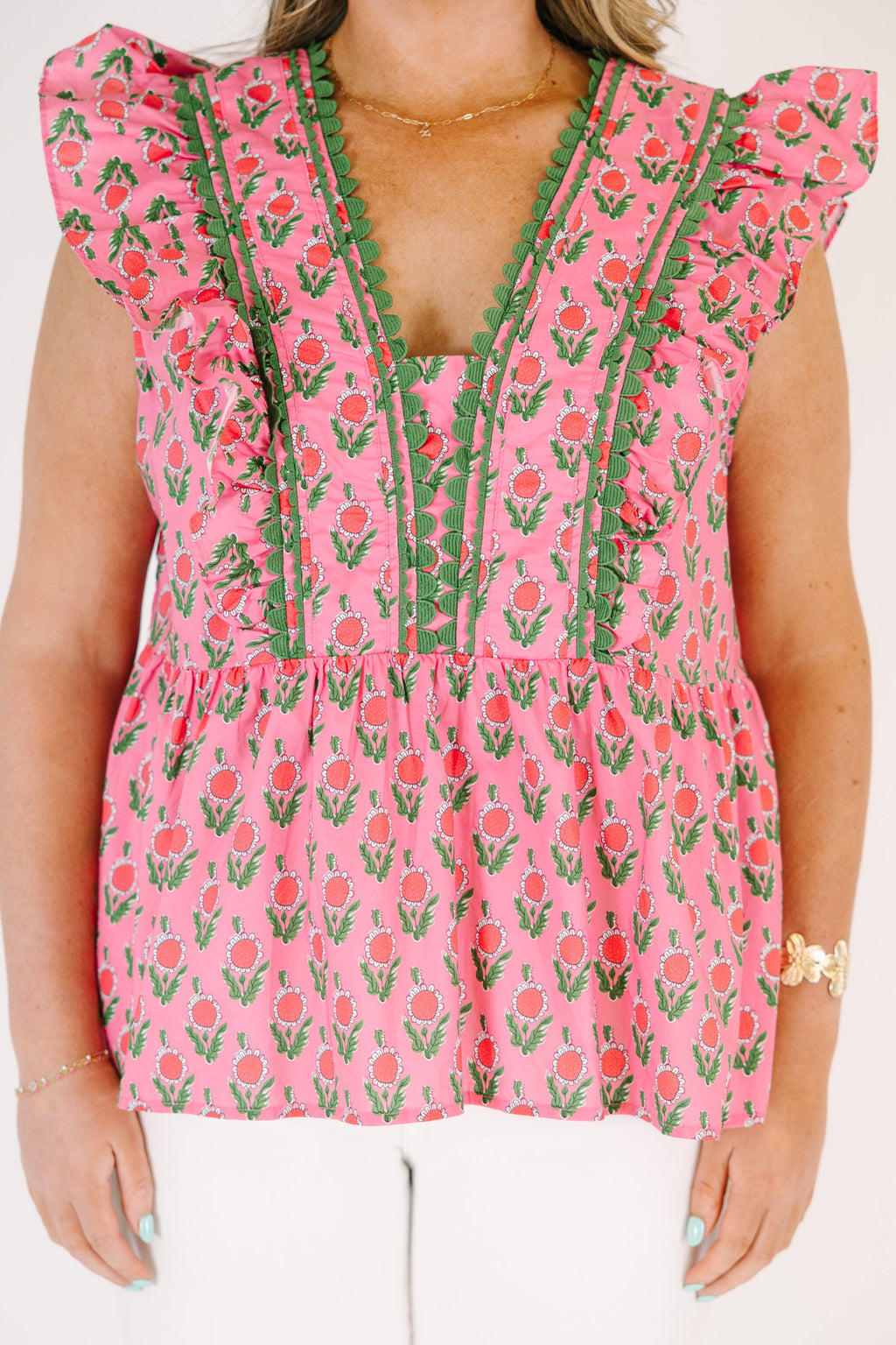 Back In Bloom Top, Pink-Green