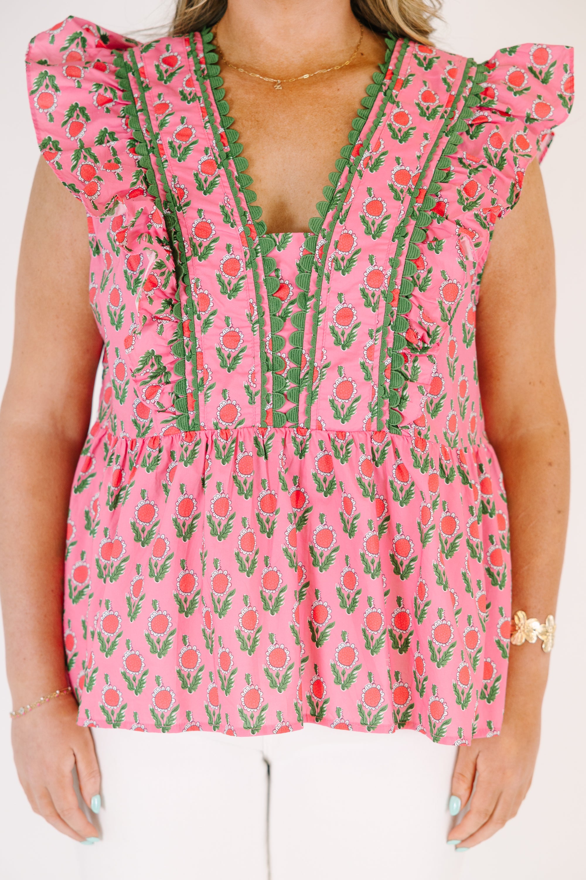 Back In Bloom Top, Pink-Green